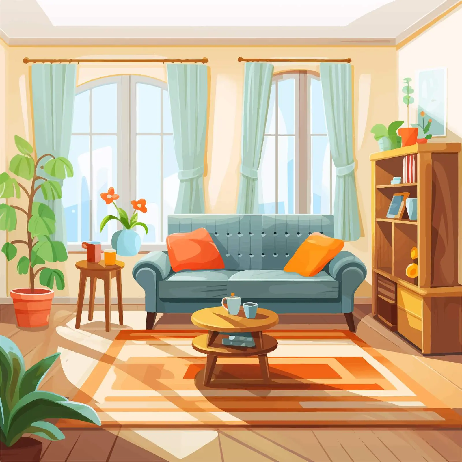 Cartoon Illustration of a Clean Living Room — free download from Dotvec