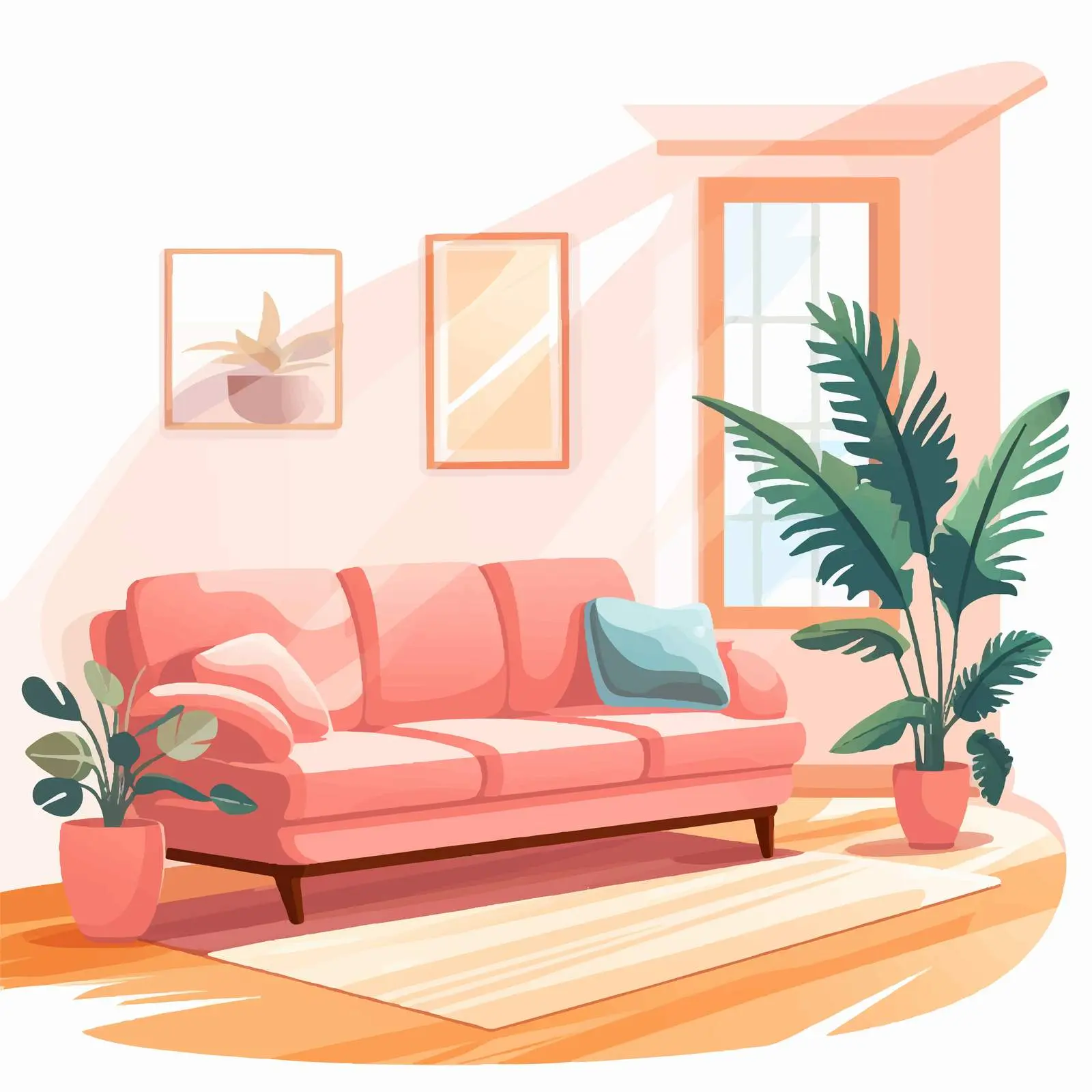Clean Cartoon Living Room Vector Illustration — free download from Dotvec