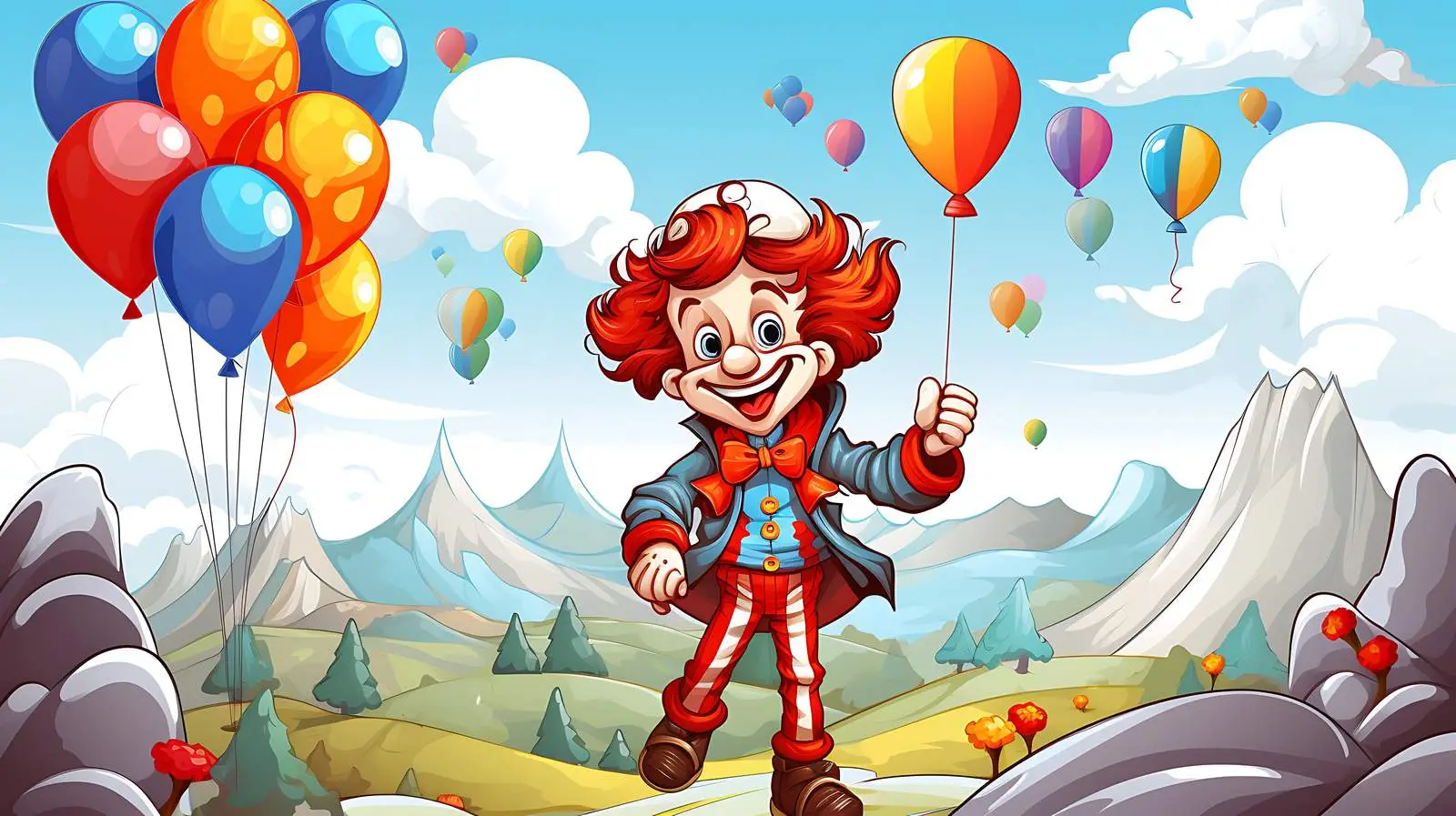 Clown Hilltop Carnival Scene — free download from Dotvec
