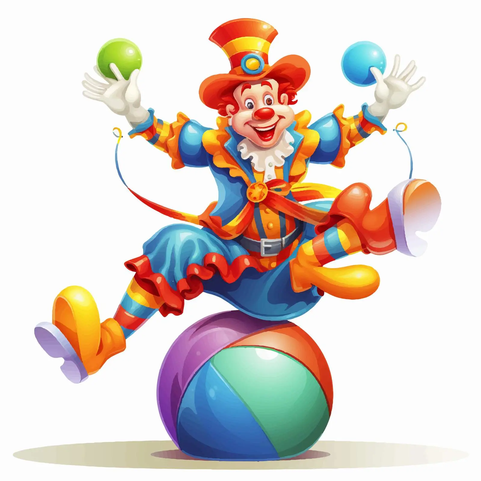 Clown Balancing on Inflatable Ball Illustration – free evil image from Dotvec