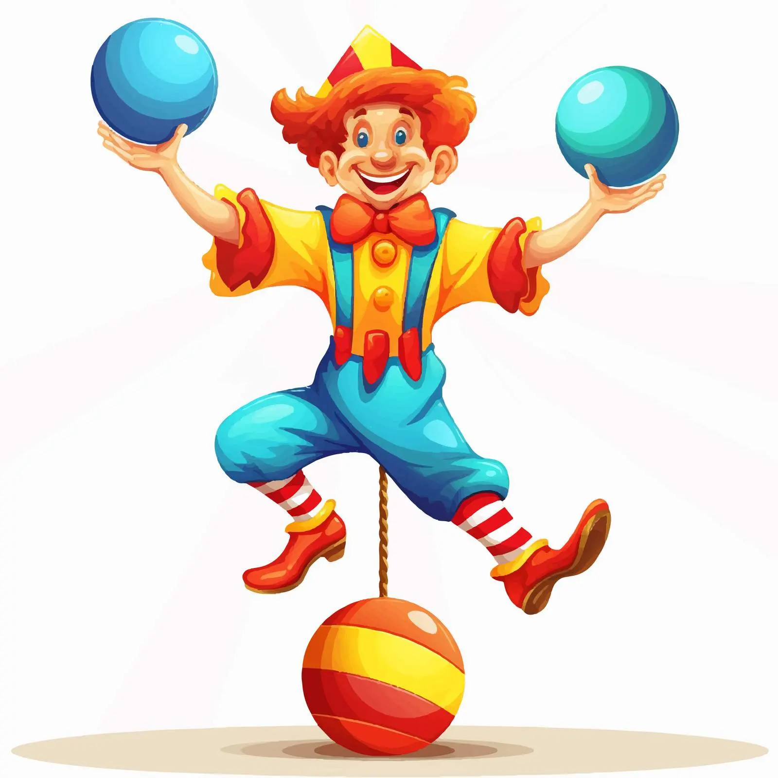 Clown Balancing on Inflatable Ball Illustration – free birthday theme image from Dotvec
