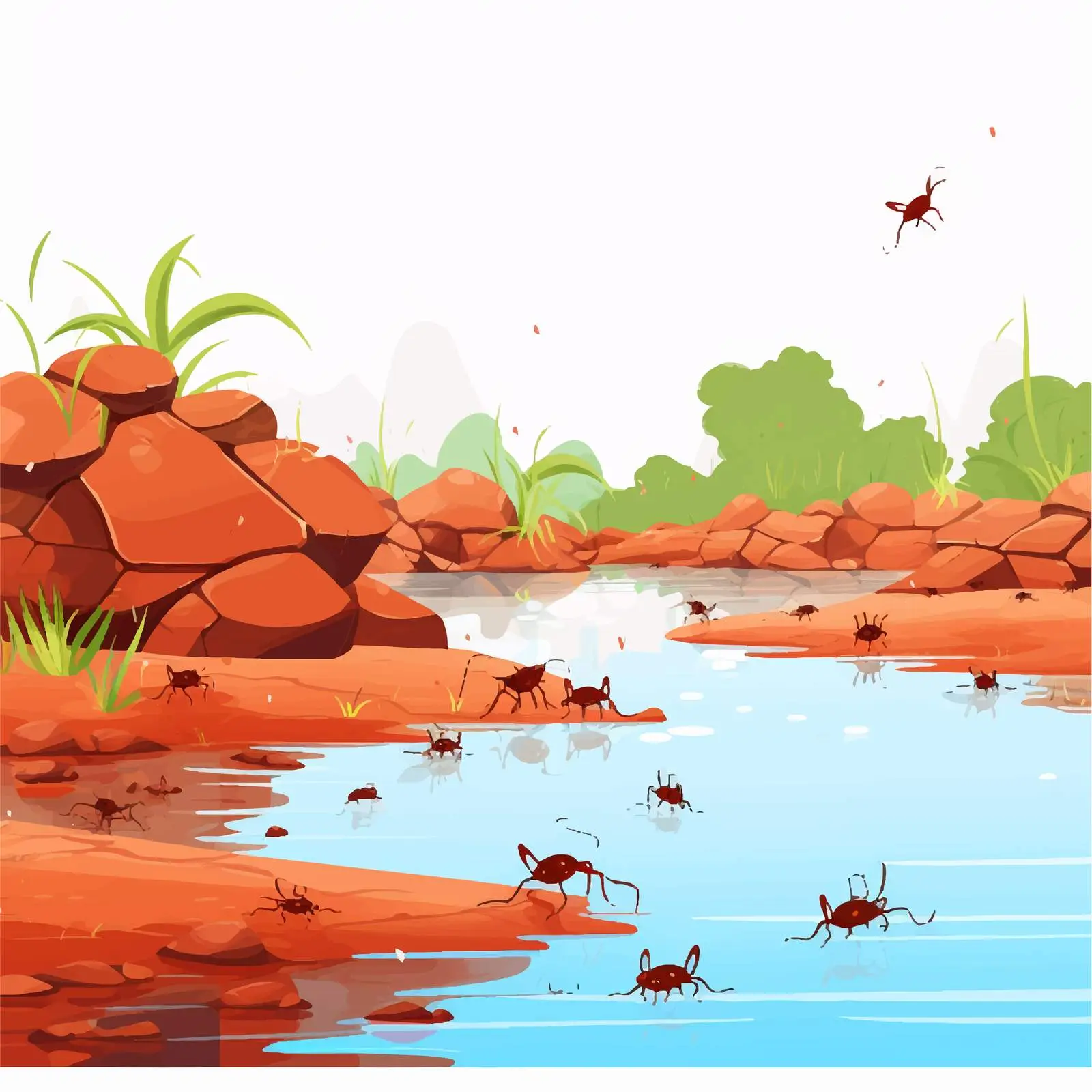 Colony of Red Ants at Riverbank — free download from Dotvec
