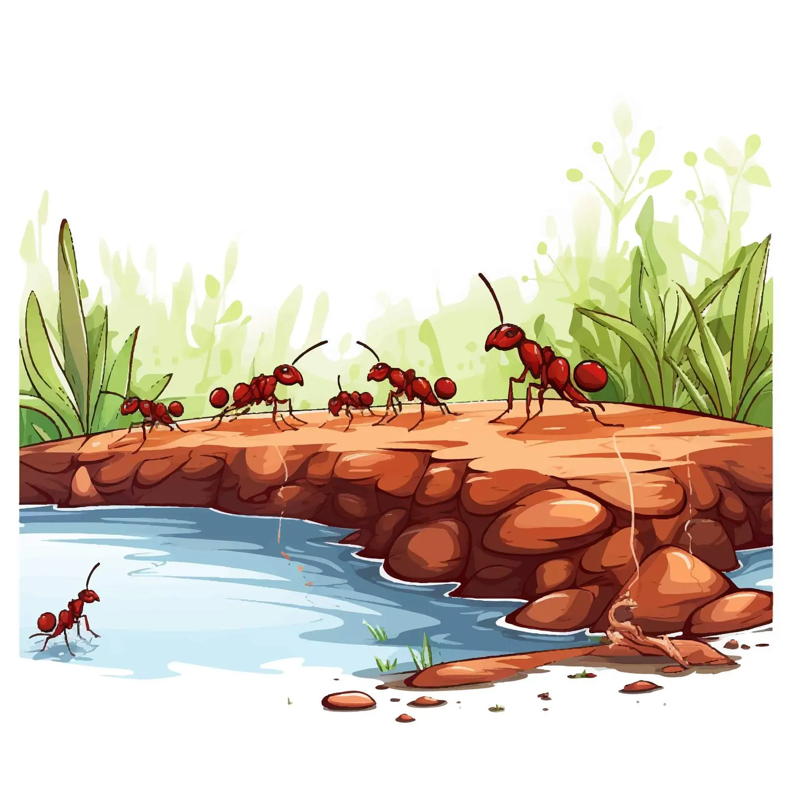 Colony of Red Ants at the Riverbank — free download from Dotvec