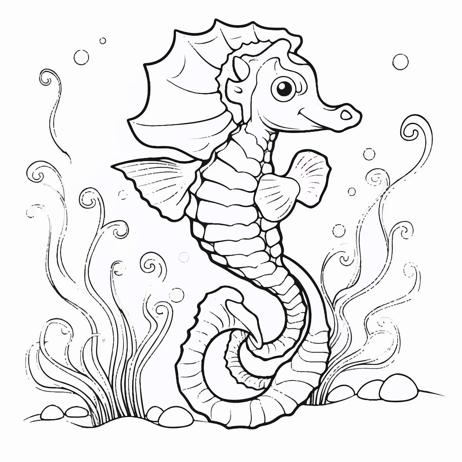 Seahorse Coloring Worksheet Vector Illustration — free download from Dotvec