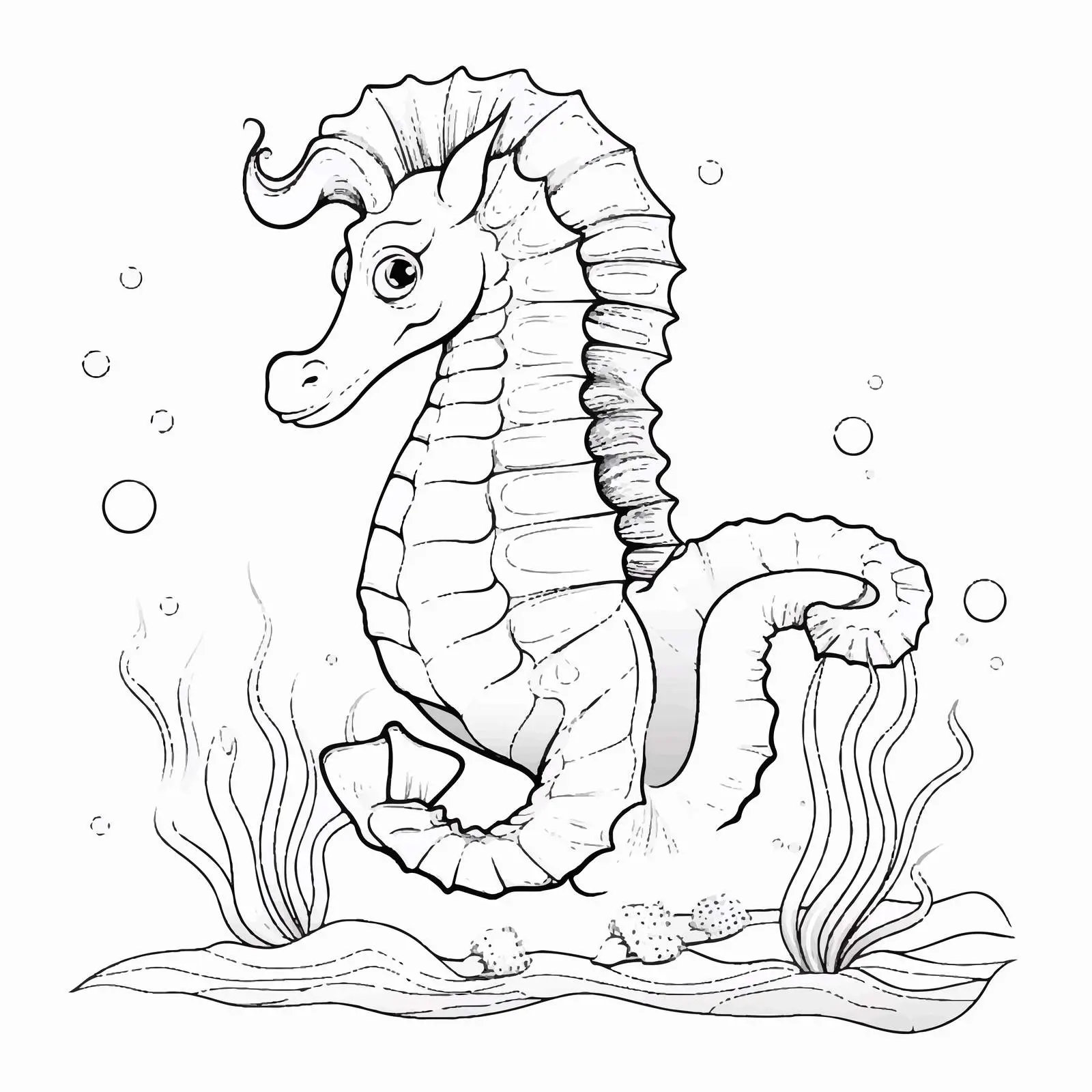 Seahorse Colouring Worksheet Vector Illustration — free download from Dotvec