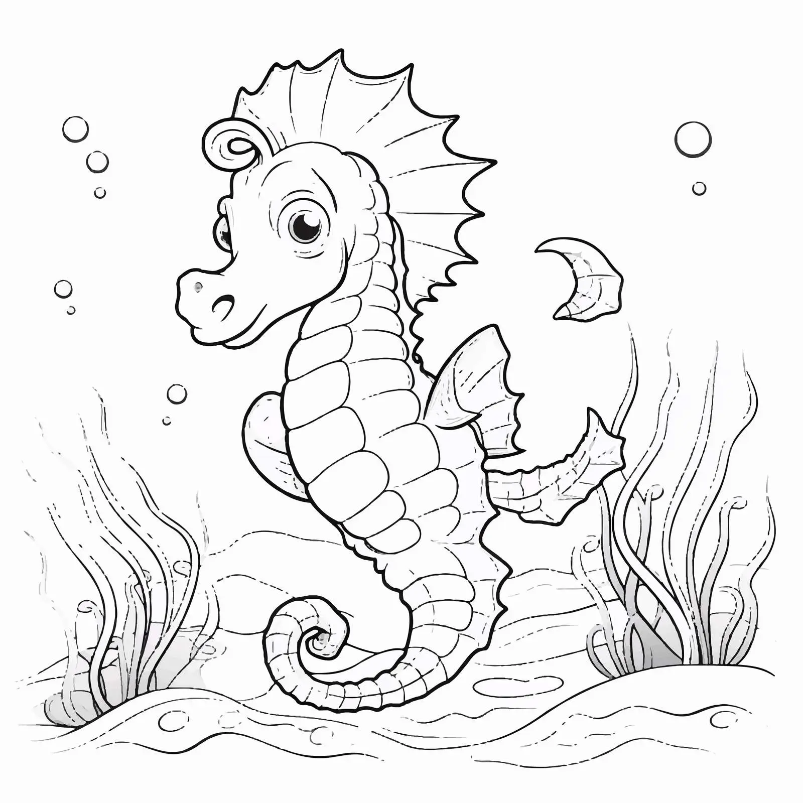 Seahorse Coloring Worksheet Vector Illustration — free download from Dotvec