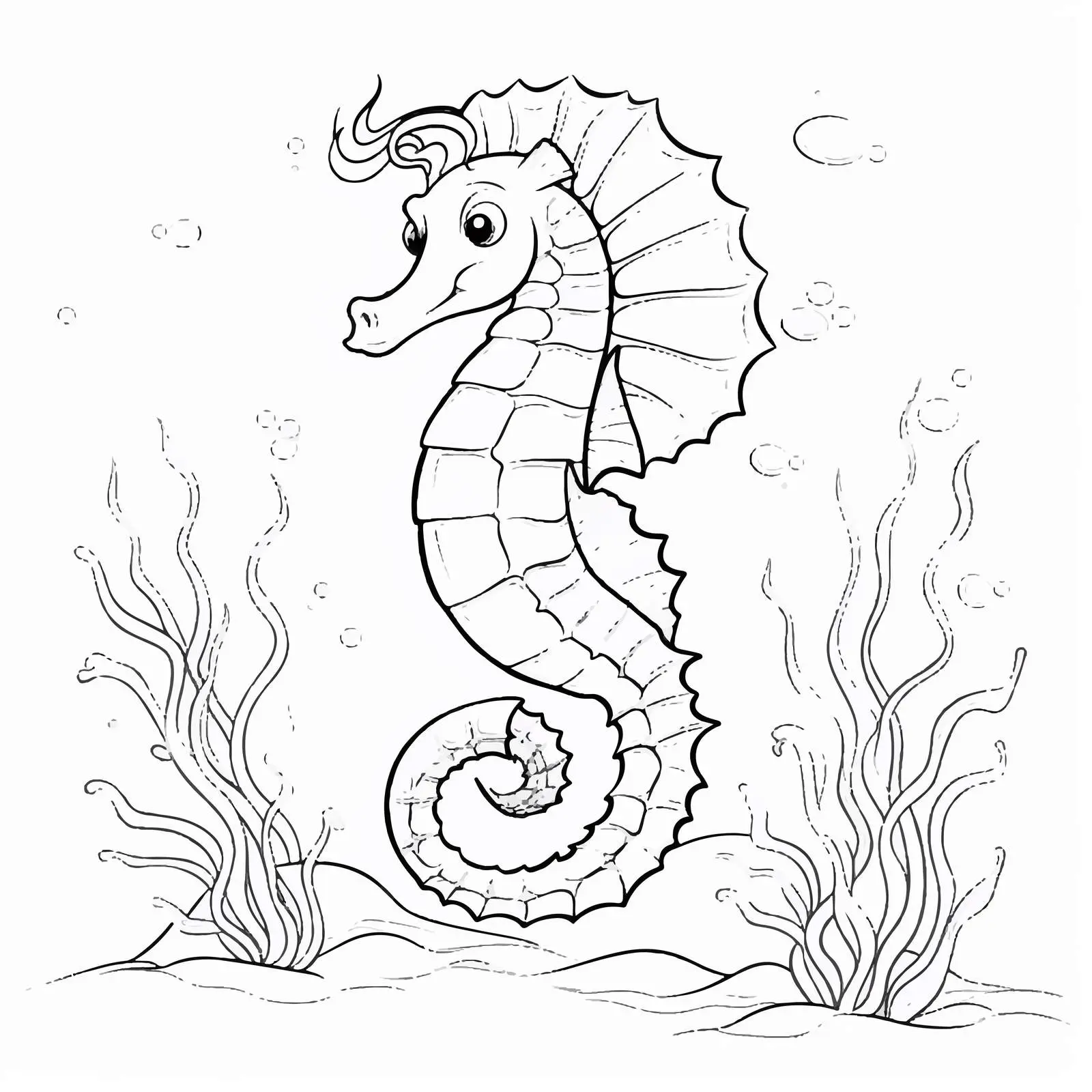 Seahorse Coloring Worksheet Vector Illustration — free download from Dotvec