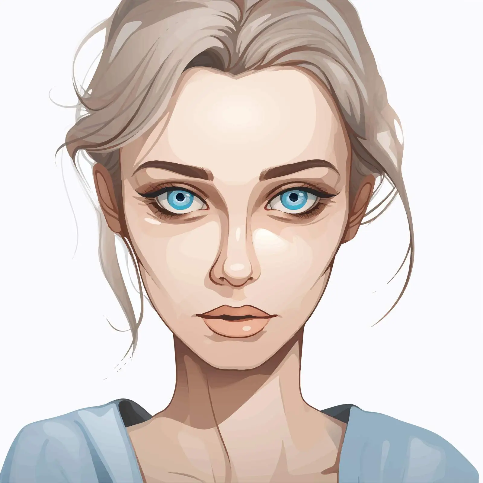 Concerned Woman with Blue Eyes Vector Illustration – free vector art design image from Dotvec
