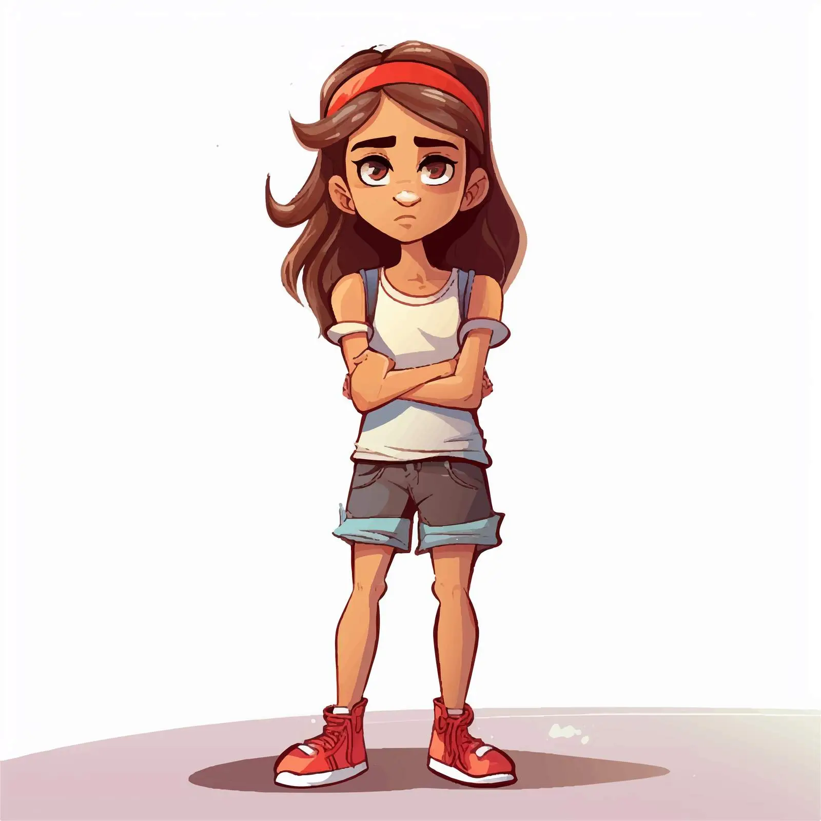 Concerned Young Girl Cartoon Vector Illustration — free download from Dotvec