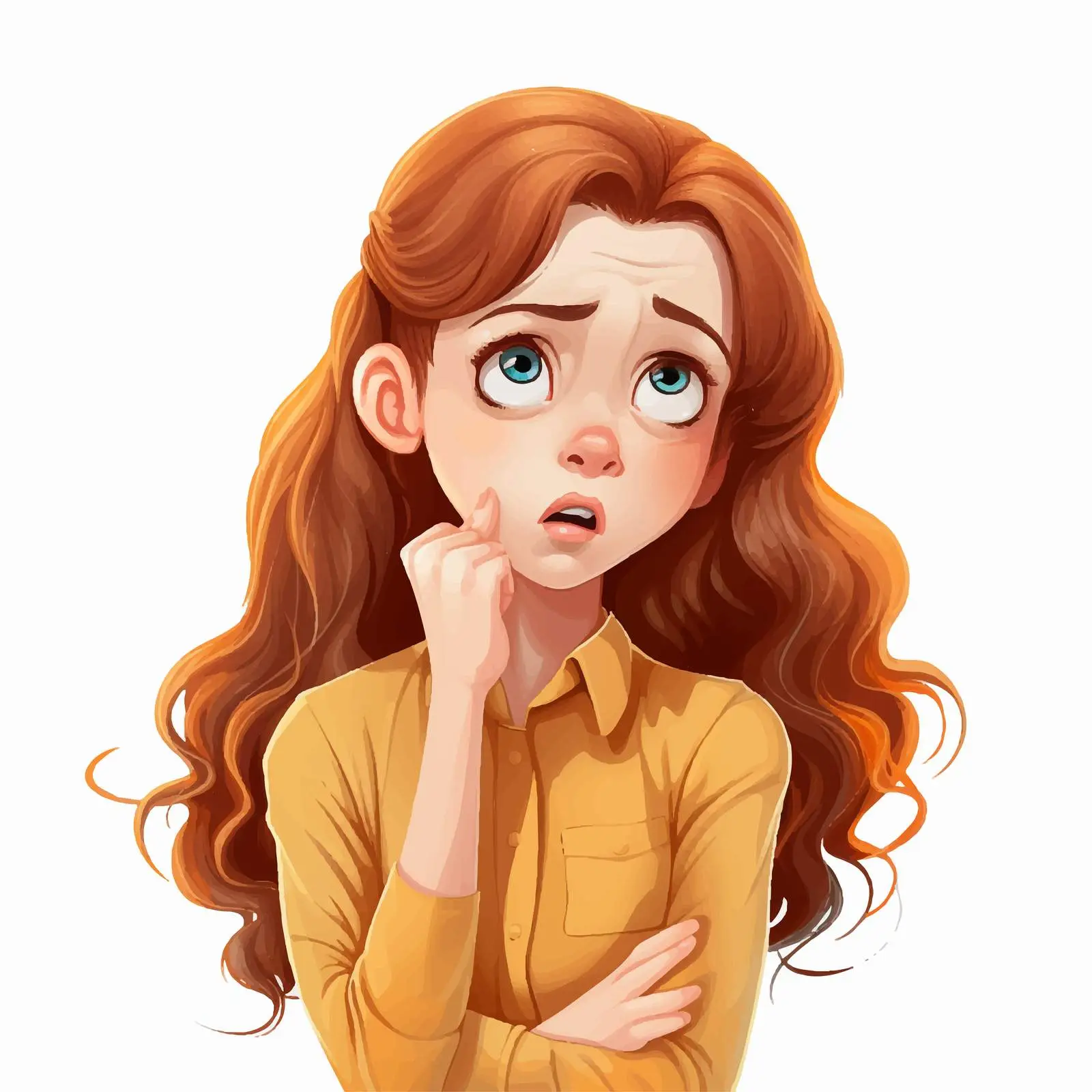 Concerned Young Girl Cartoon Vector Illustration — free download from Dotvec