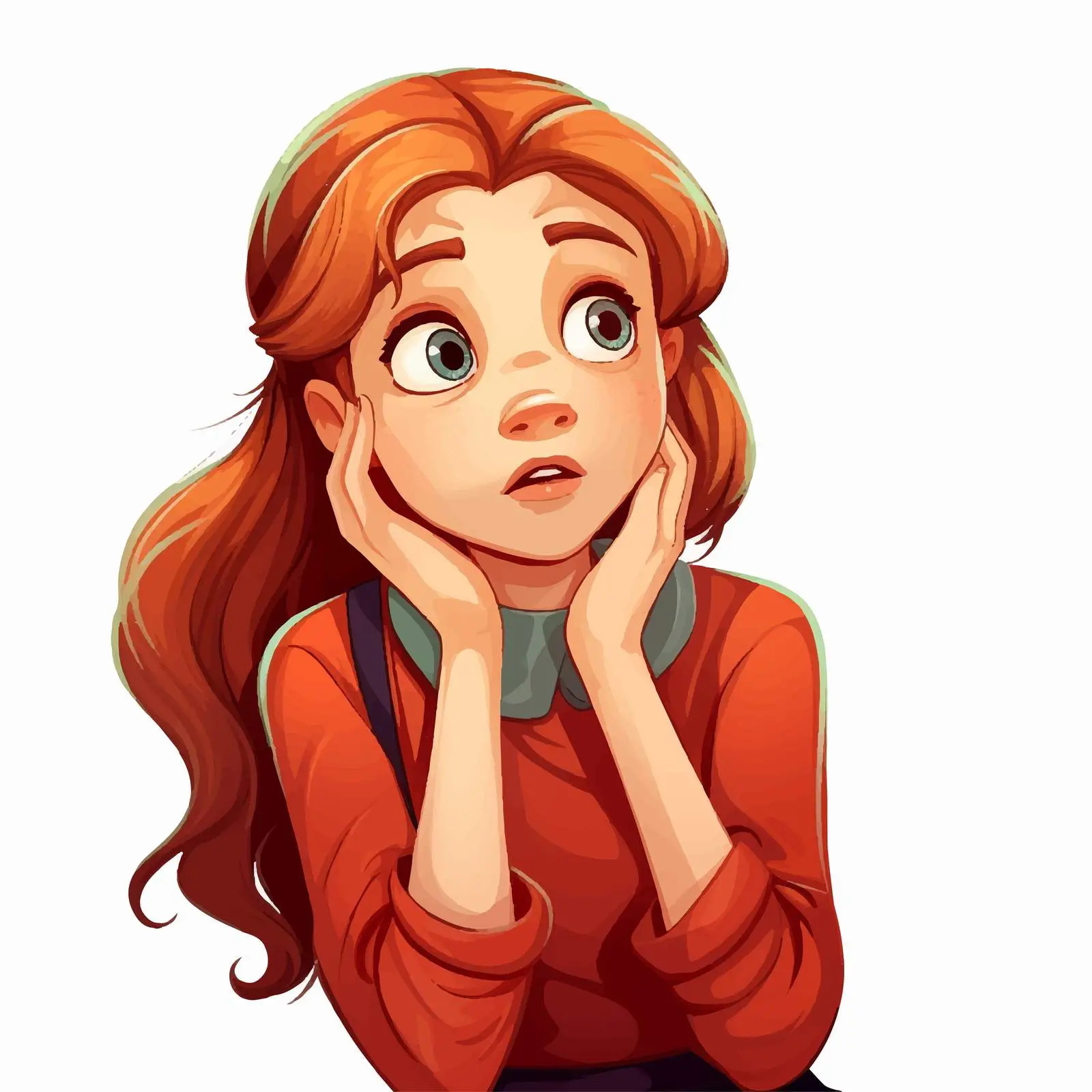 Concerned Young Girl Cartoon Vector Illustration — free download from Dotvec