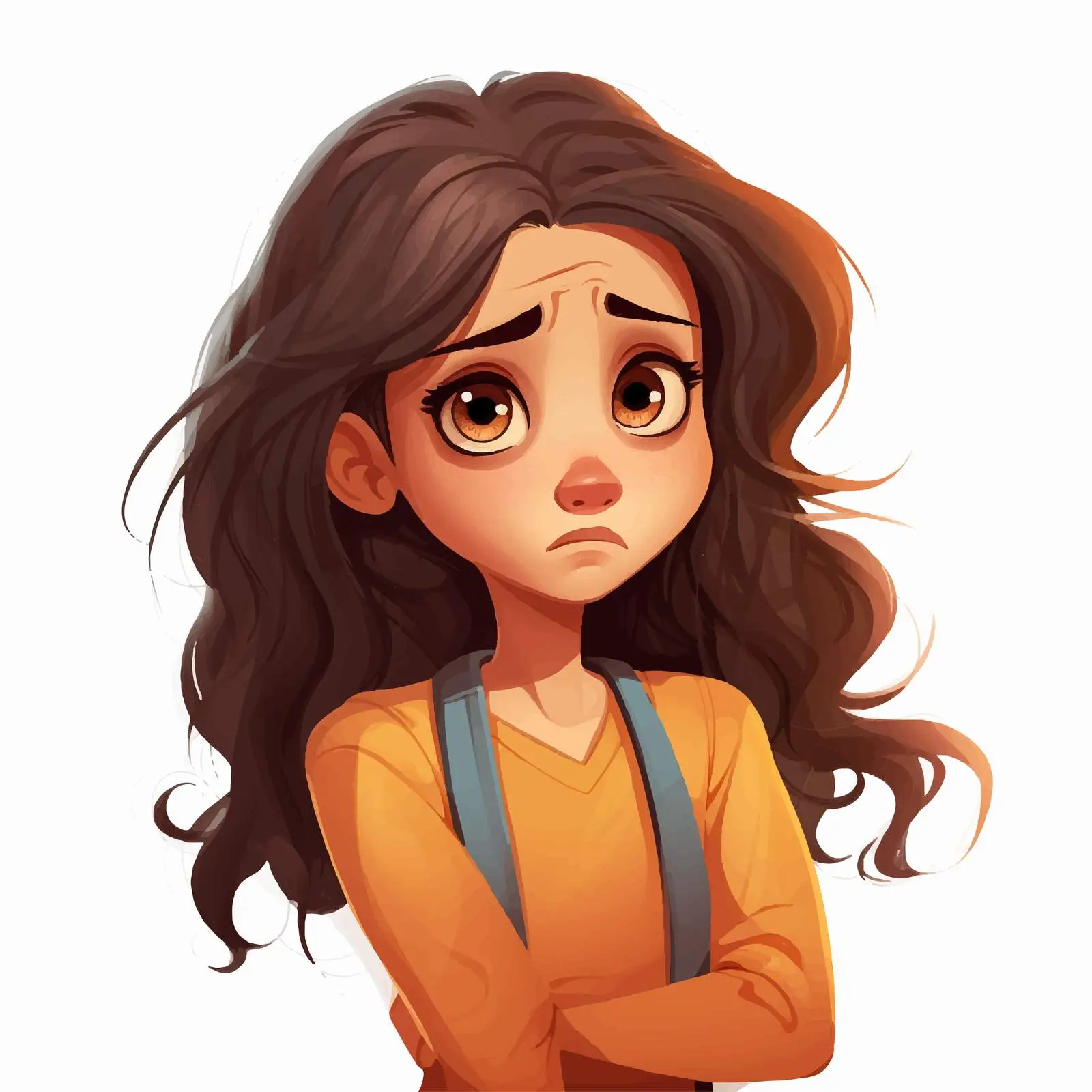 Concerned Young Girl Cartoon Vector Illustration — free download from Dotvec