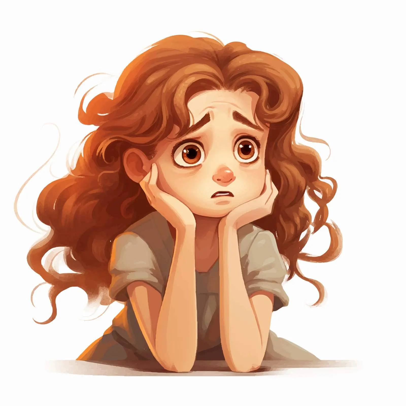 Concerned Young Girl Cartoon Vector Illustration — free download from Dotvec