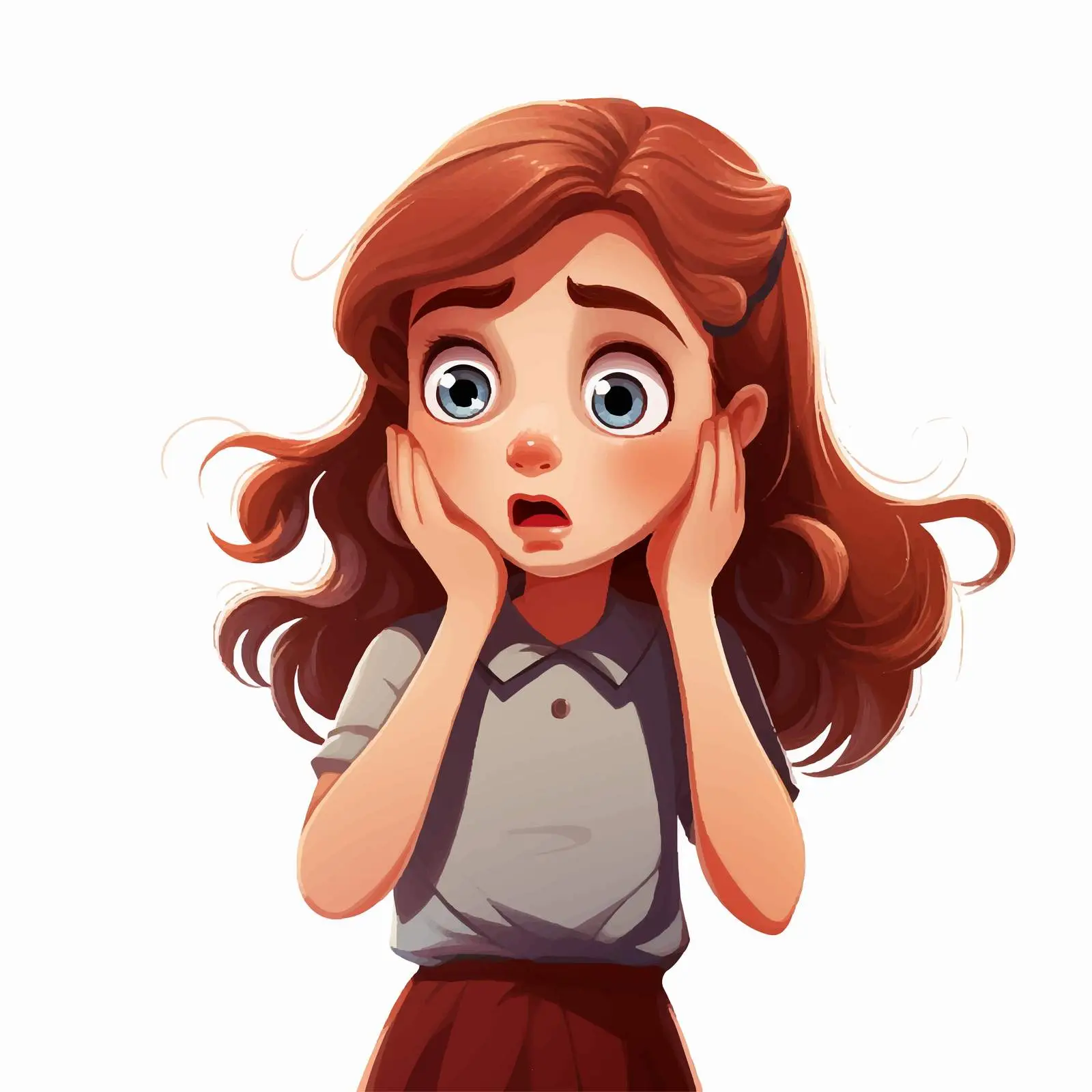 Concerned Young Girl Vector Illustration — free download from Dotvec
