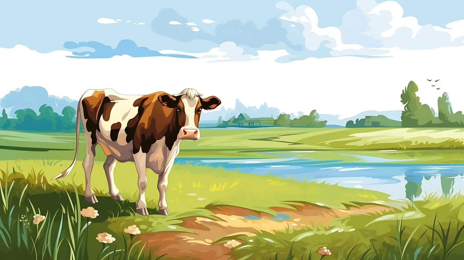Cow Grazing in Scenic Nature — free download from Dotvec