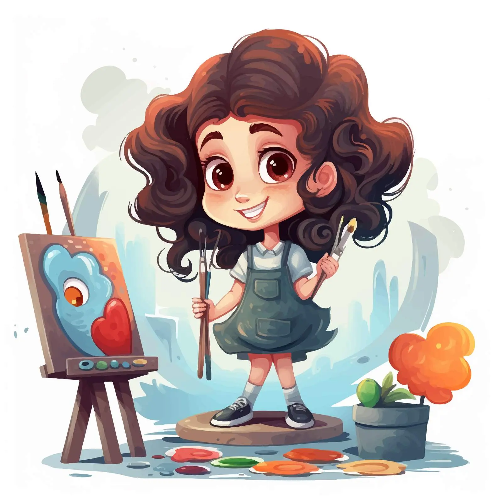 Cute Cartoon Artist Illustration Vector Design — free download from Dotvec