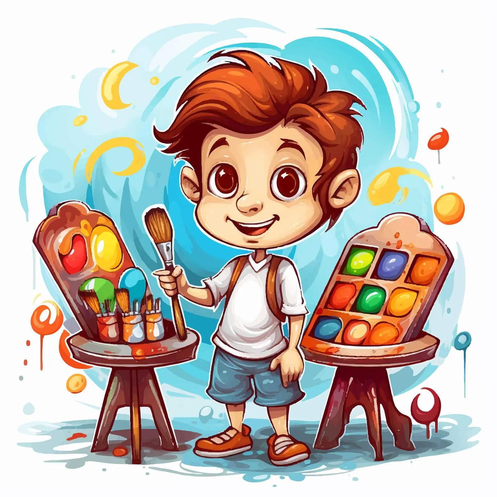Cute Cartoon Artist Vector Illustration — free download from Dotvec