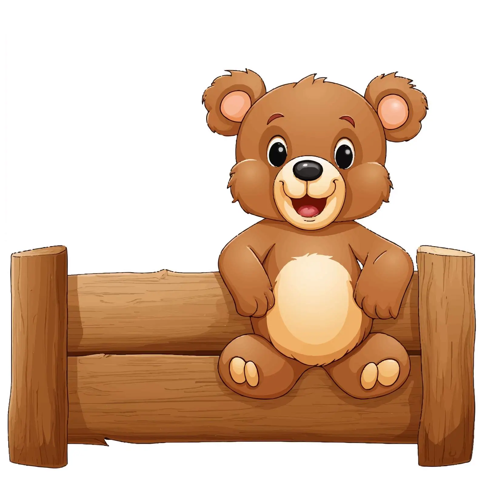 Cute Bear Illustration Under Wooden Signboard — free download from Dotvec
