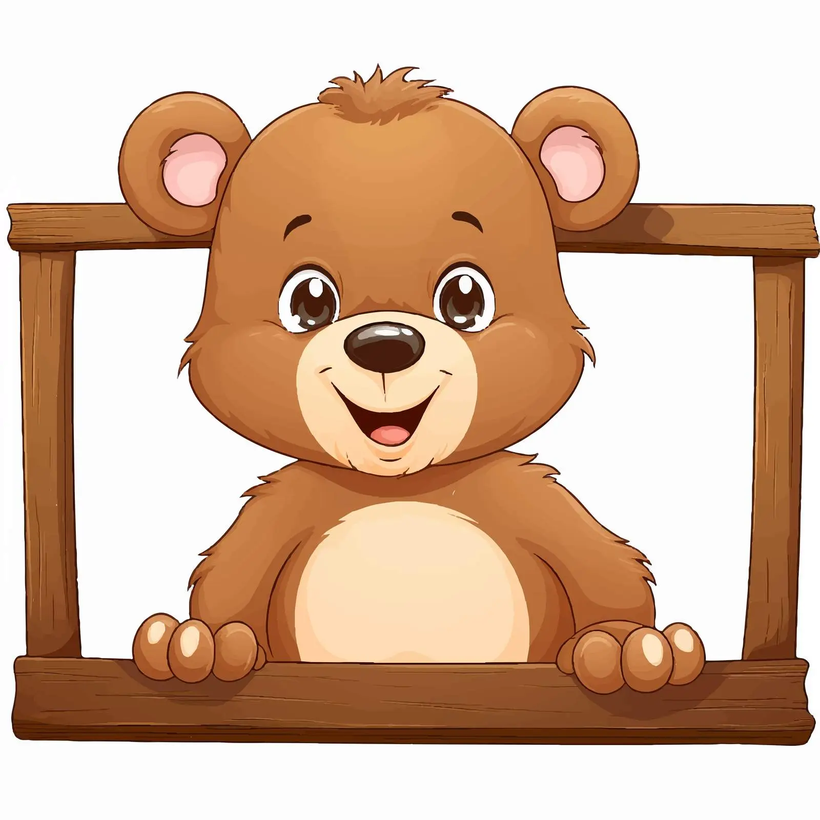 Cute Bear Illustration Under Wooden Signboard — free download from Dotvec
