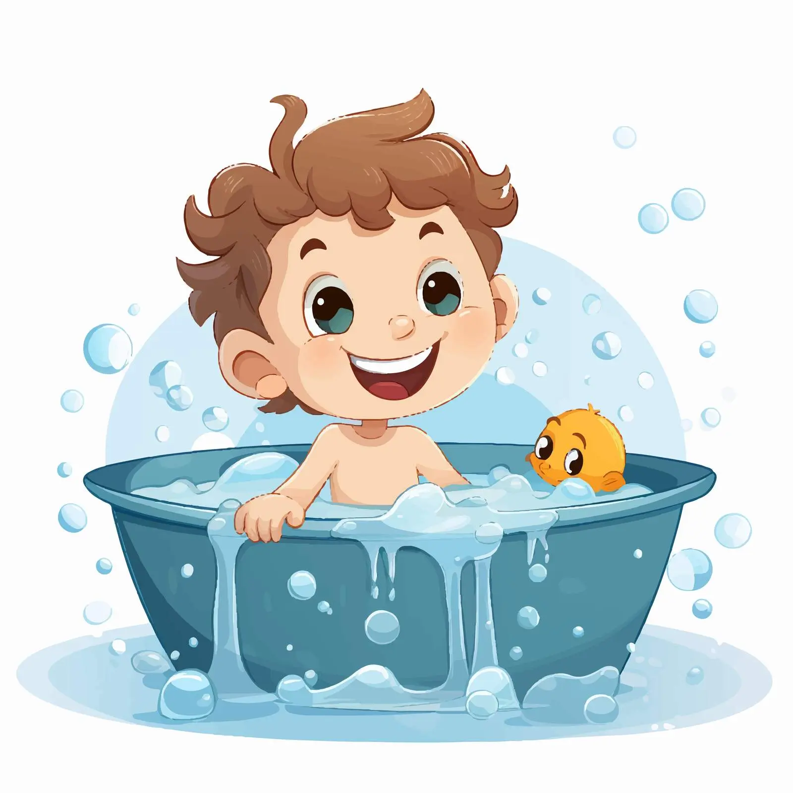 Cute Boy Bathing Vector Illustration — free download from Dotvec