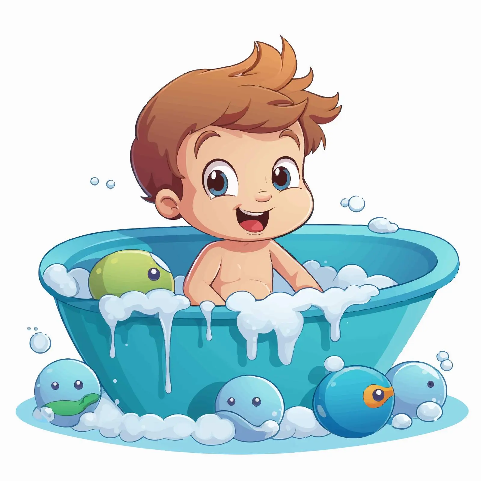 Cute Boy Taking a Bath Cartoon Vector Illustration — free download from Dotvec