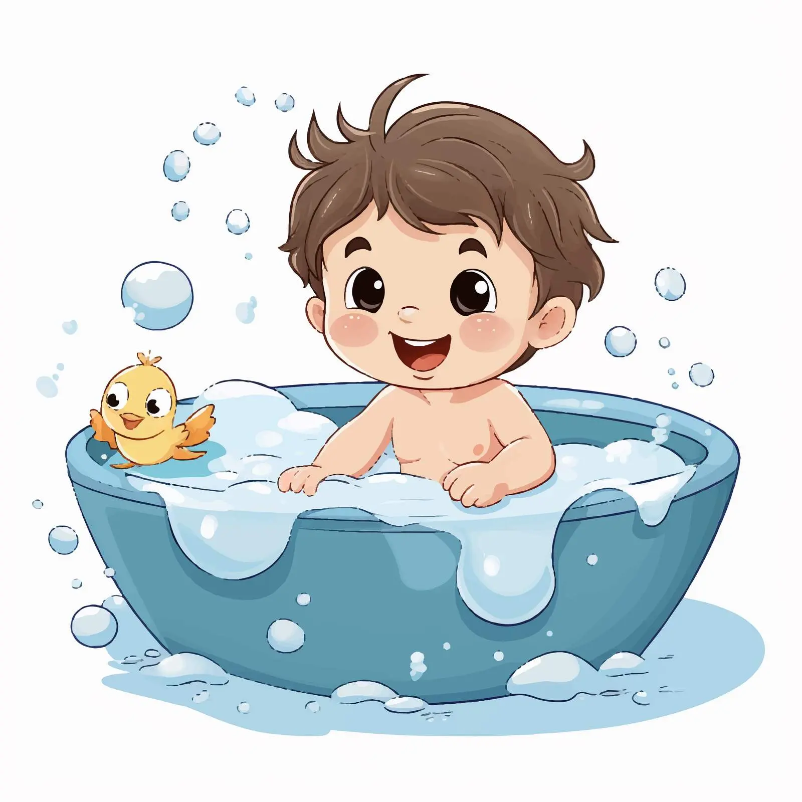 Cute Cartoon Boy Enjoying a Bath — free download from Dotvec