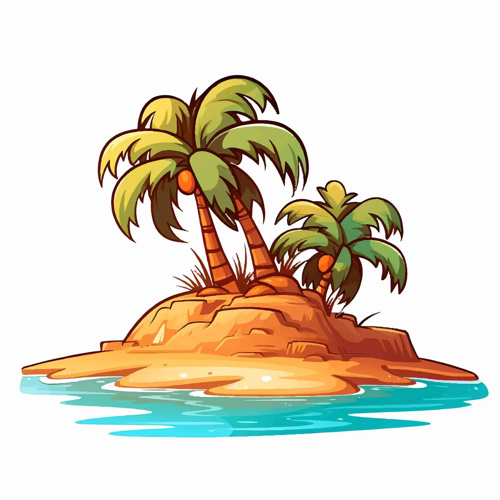 Cartoon Illustration of a Desert Island Vector — free download from Dotvec