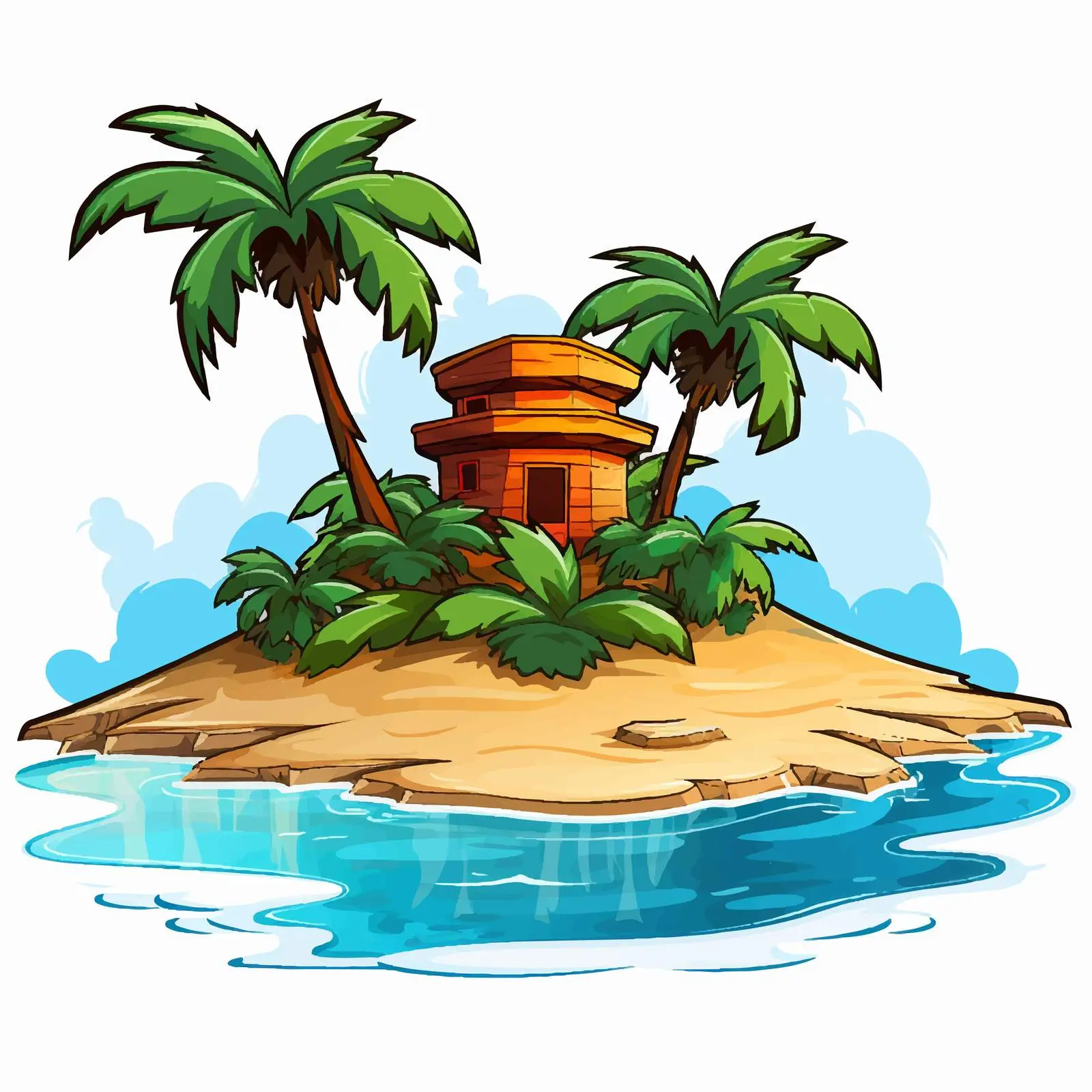 Cartoon Illustration of a Desert Island — free download from Dotvec