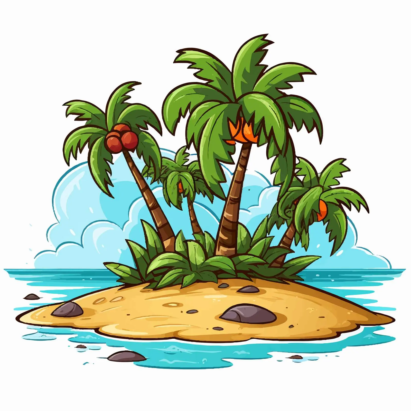 Cartoon Illustration of a Desert Island — free download from Dotvec