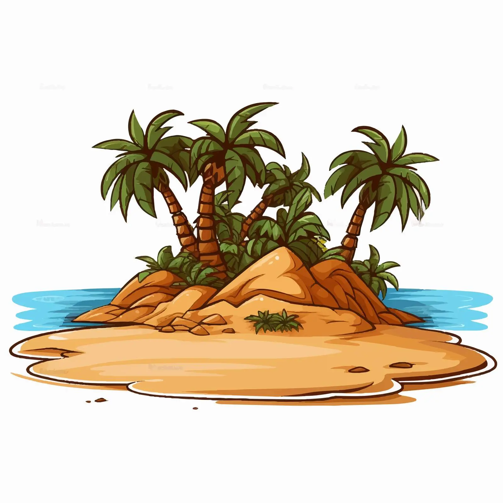 Cartoon Vector Illustration of a Desert Island — free download from Dotvec