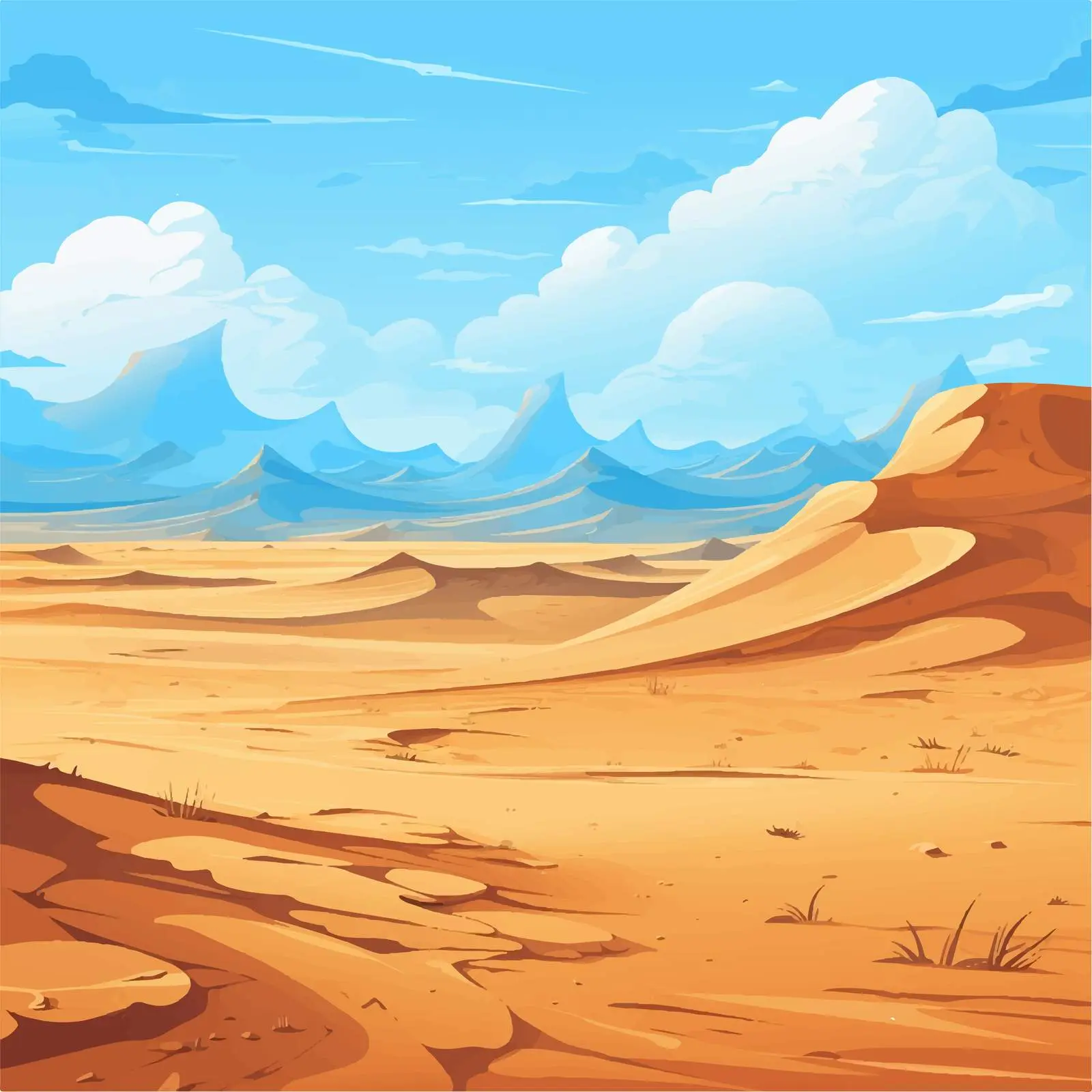 Desert Landscape with Clear Blue Sky Vector — free download from Dotvec