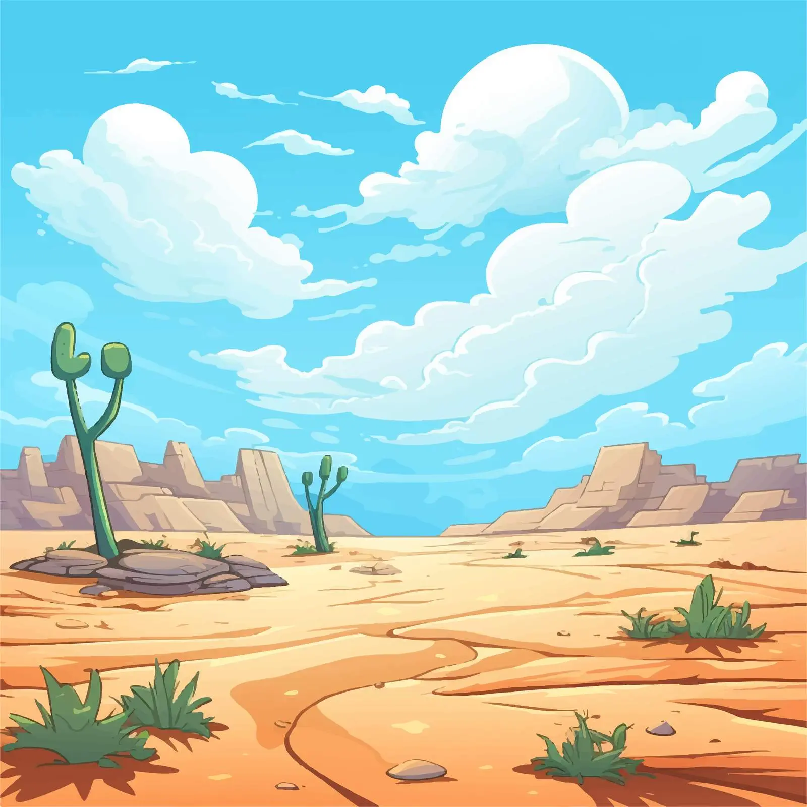 Desert Landscape with Clear Blue Sky Vector — free download from Dotvec