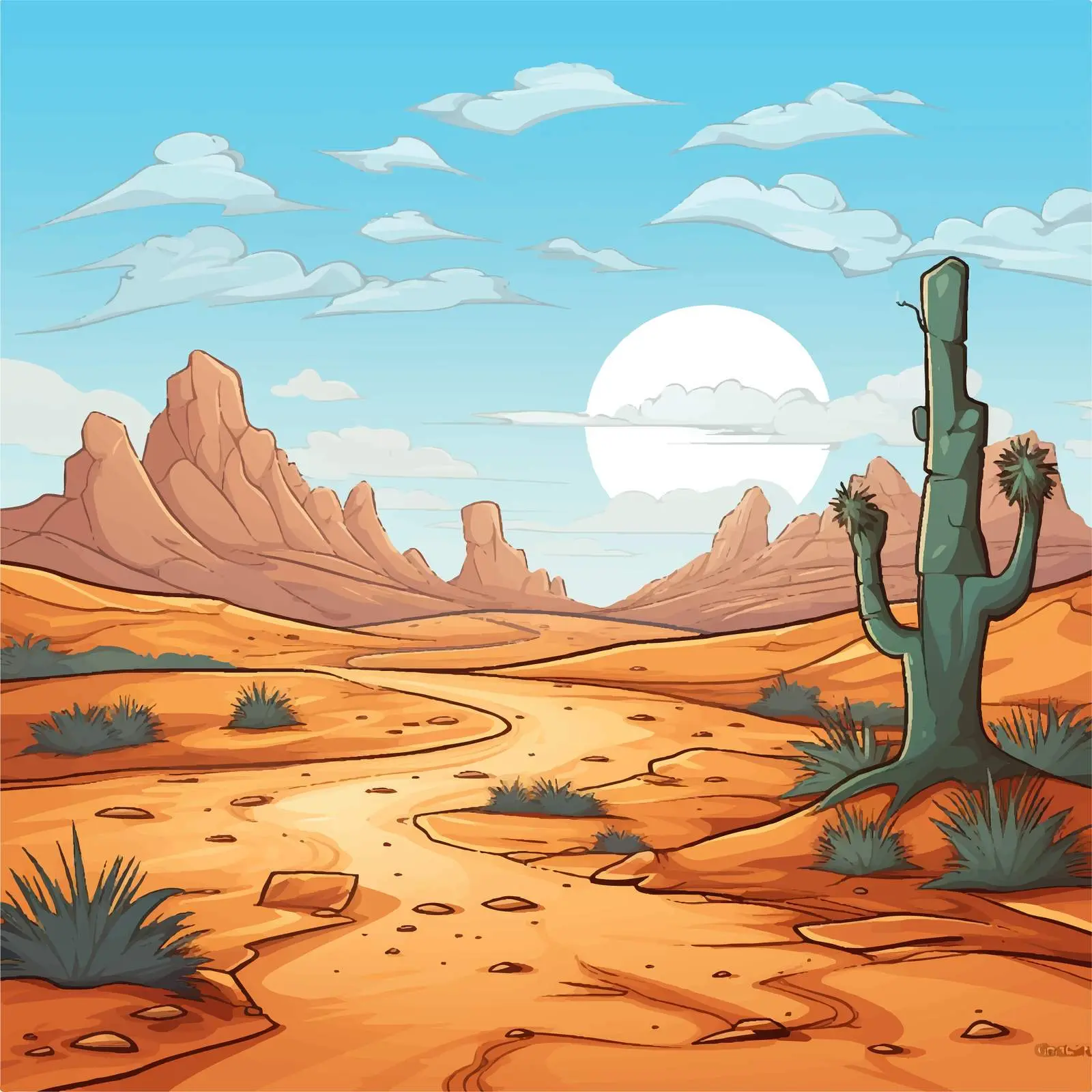 Desert Landscape with Clear Blue Sky Vector — free download from Dotvec