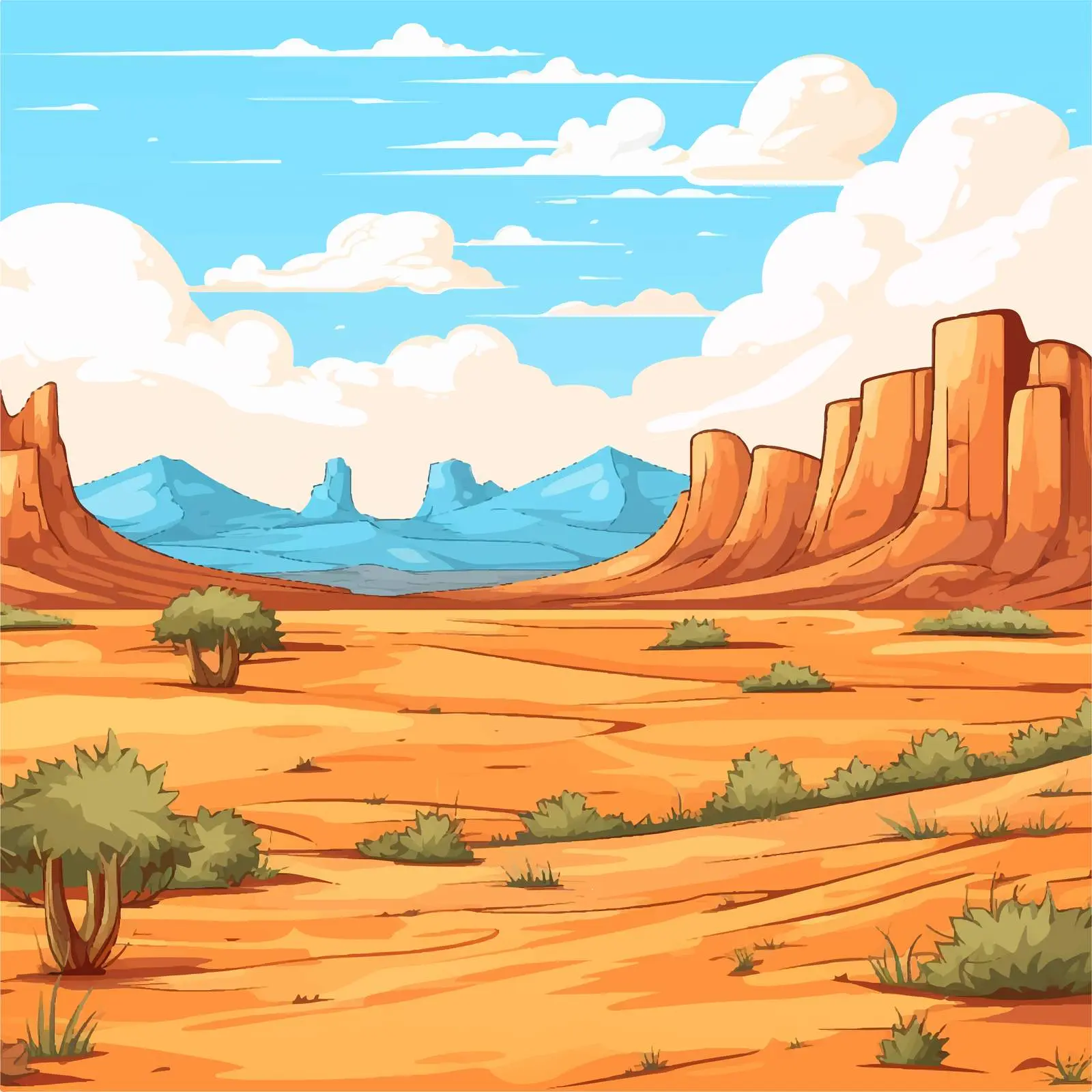Desert Landscape Vector with Clear Blue Sky — free download from Dotvec