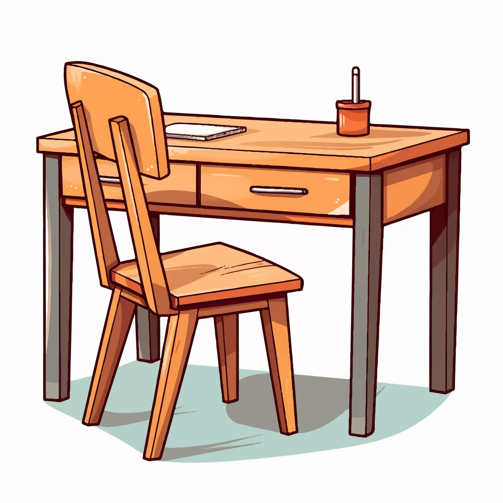 Cartoon Desk and Chair Vector Illustration — free download from Dotvec
