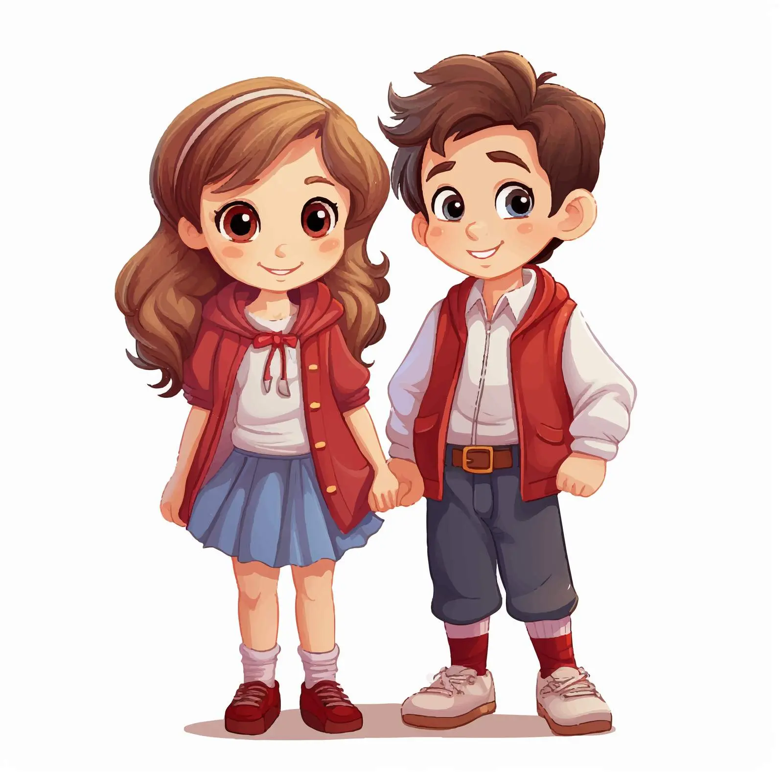 Detailed Boy and Girl Cartoon Illustration Vector — free download from Dotvec