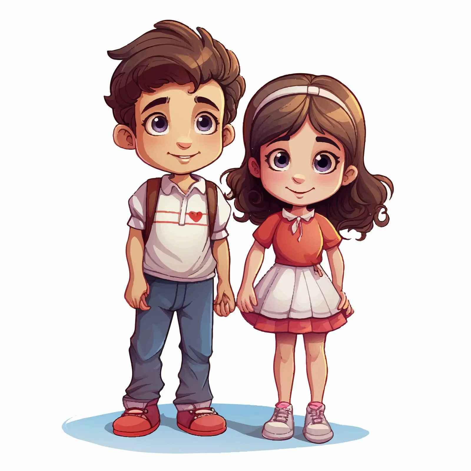 Detailed Cartoon Illustration of Boy and Girl — free download from Dotvec
