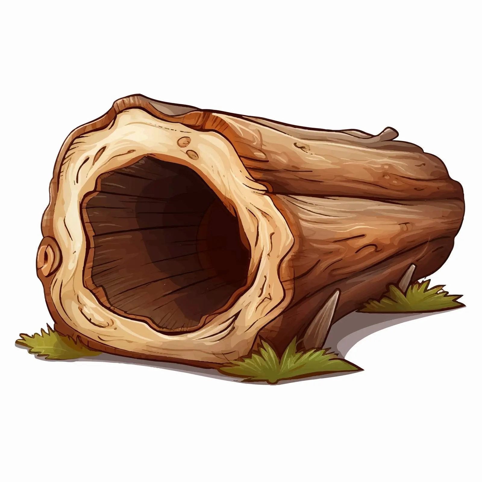 Detailed Hollow Log Vector Illustration – free rural scenery image from Dotvec