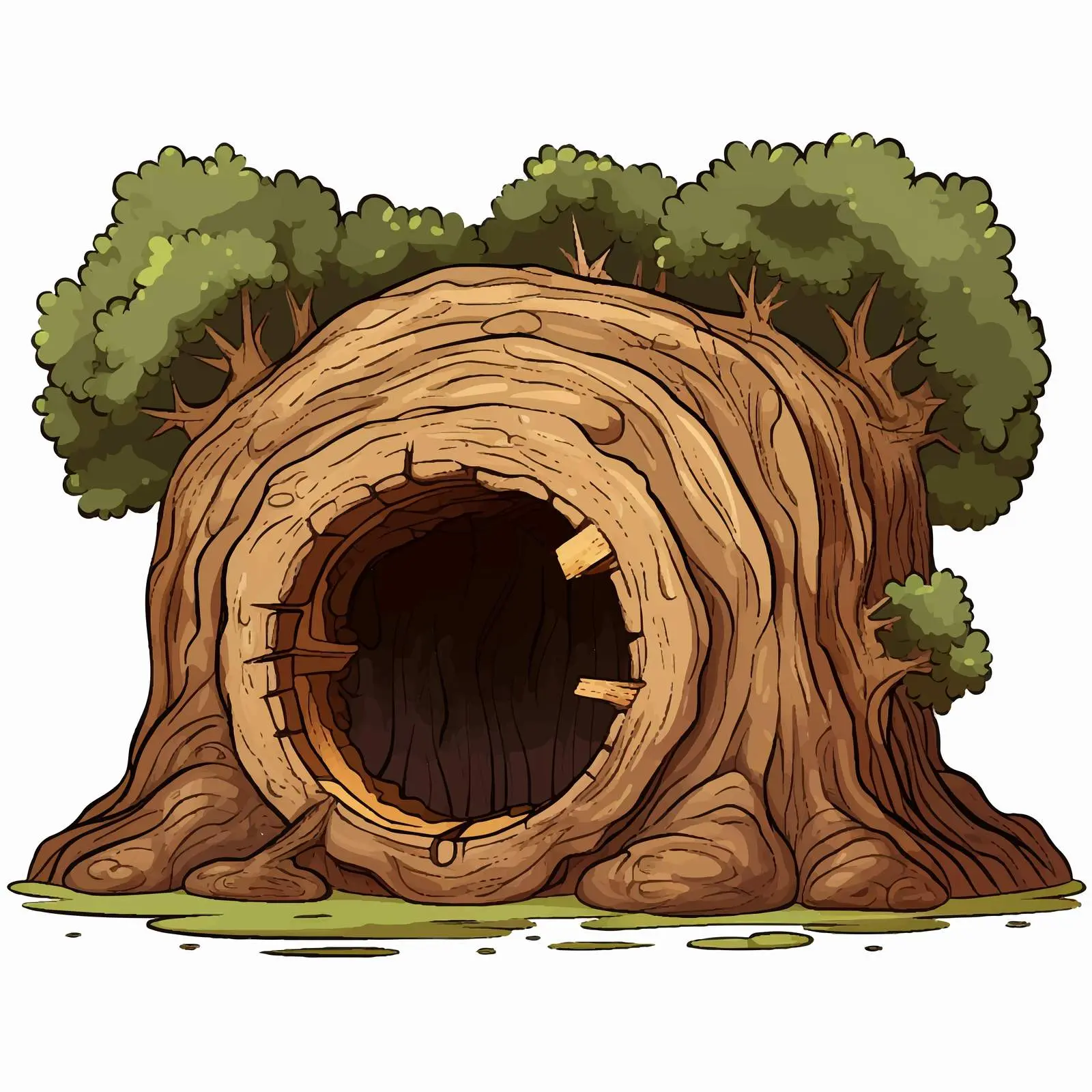 Detailed Tree Hollow Vector Illustration — free download from Dotvec