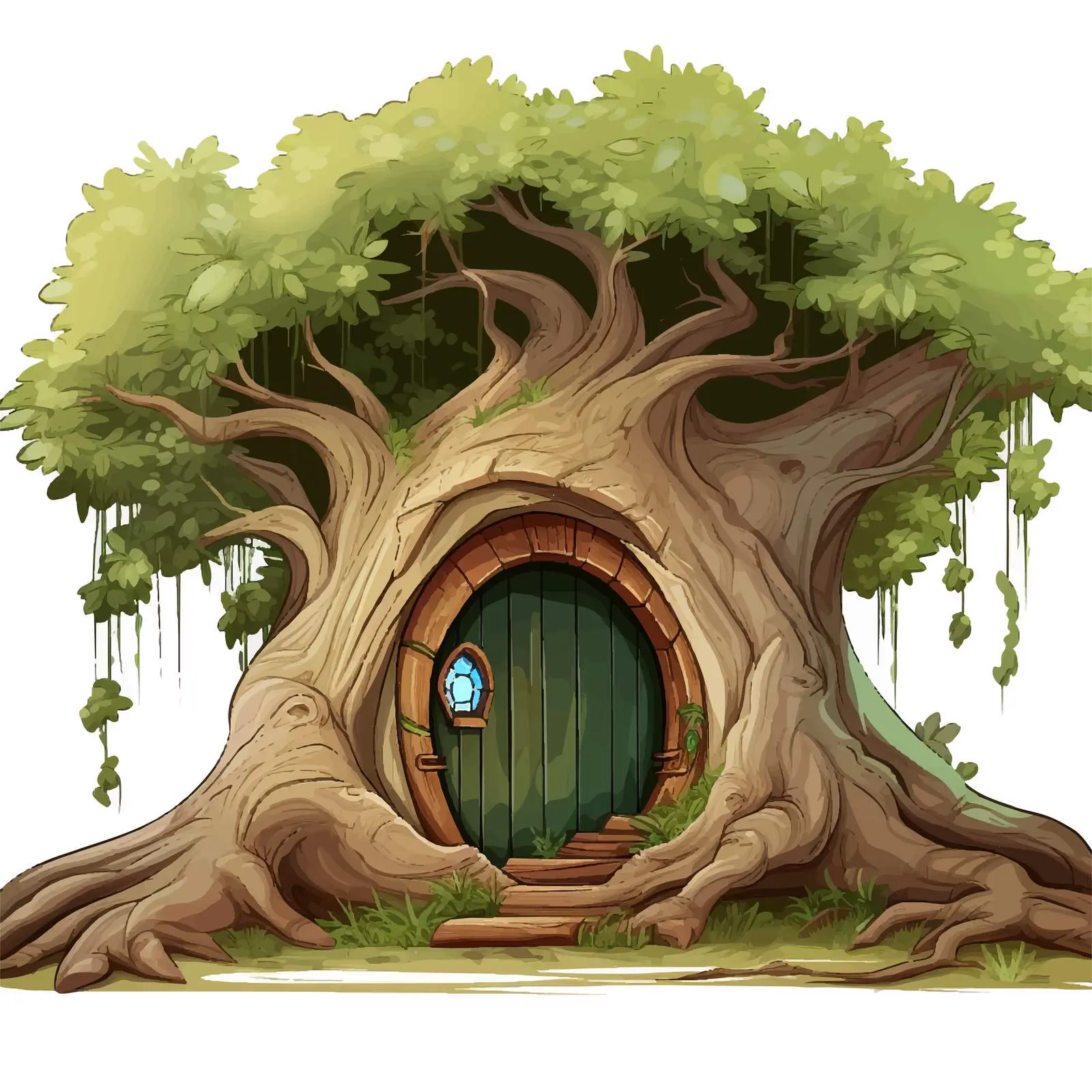 Detailed Cartoon Illustration of a Tree Hollow — free download from Dotvec