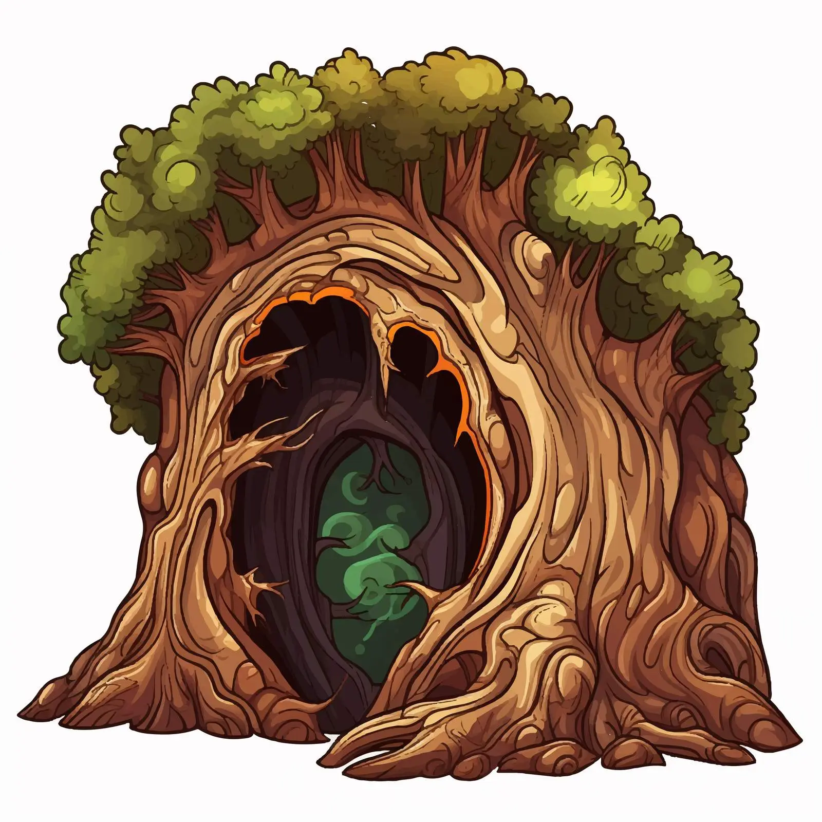 Detailed Cartoon Tree Hollow Vector Illustration — free download from Dotvec