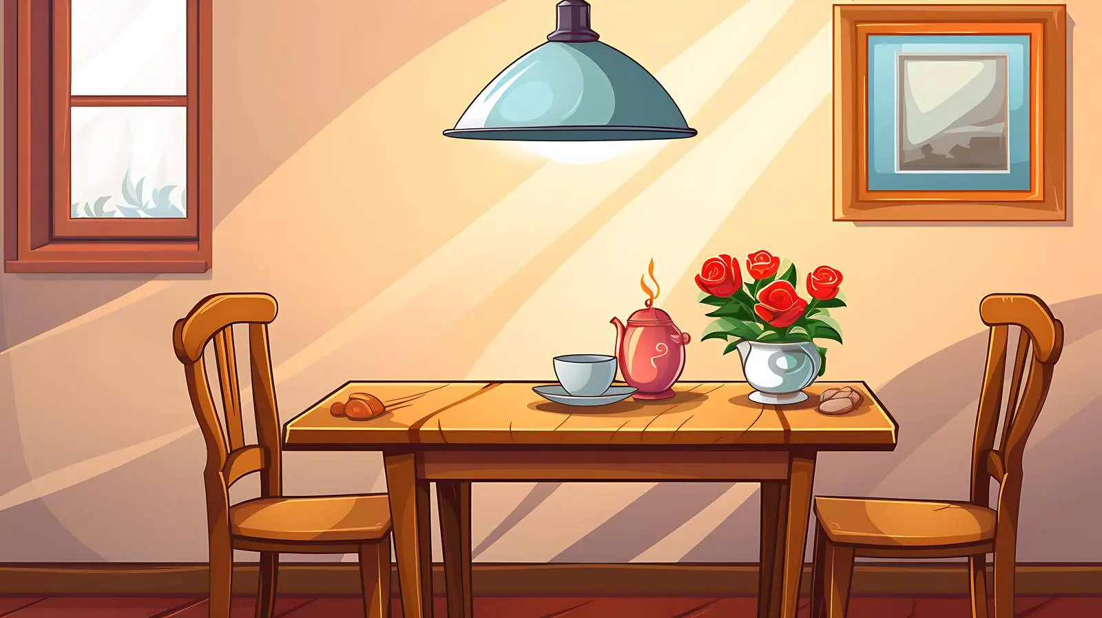 Modern Dining Room Scene with Lamp — free download from Dotvec