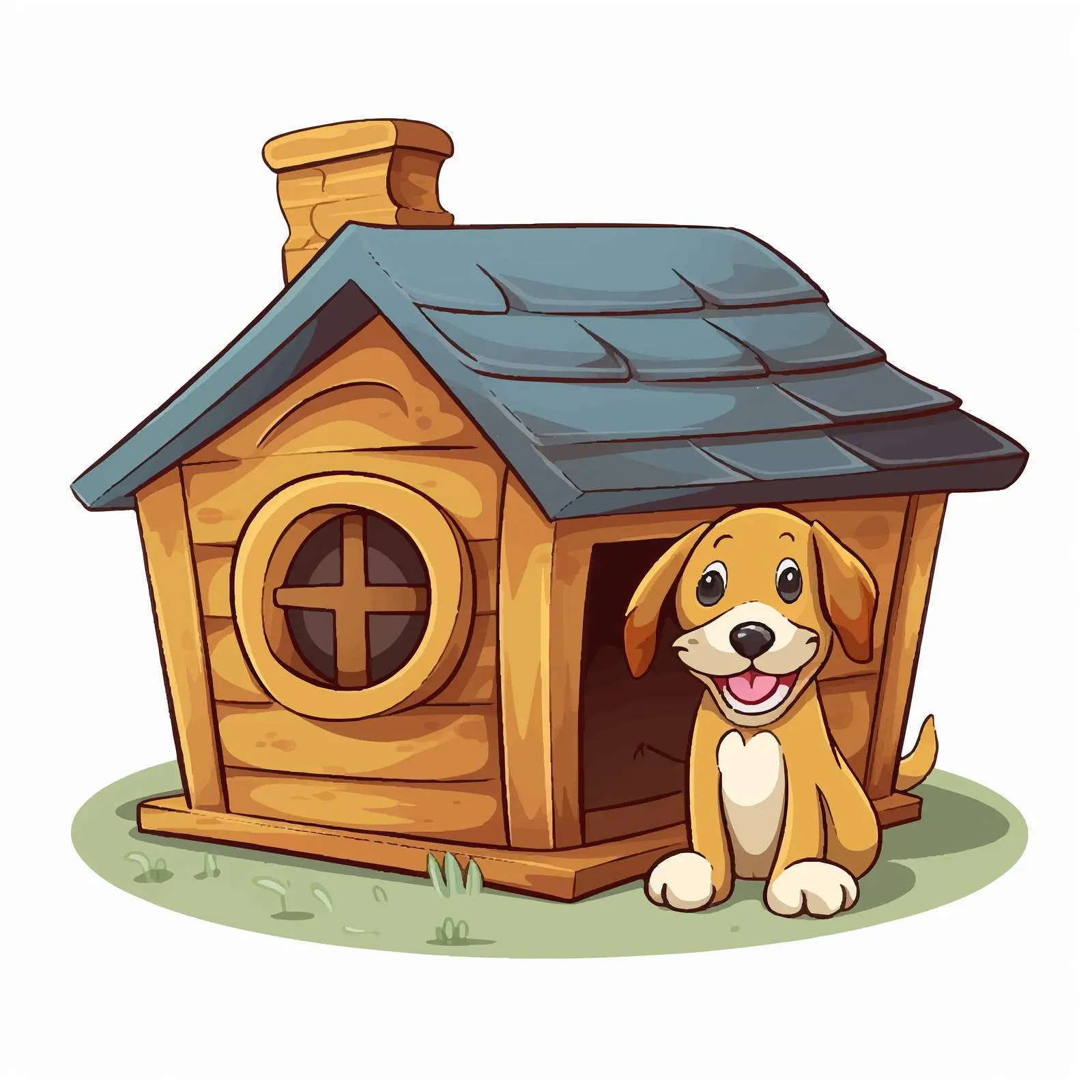 Dog House Illustration with Bone on White Background — free download from Dotvec