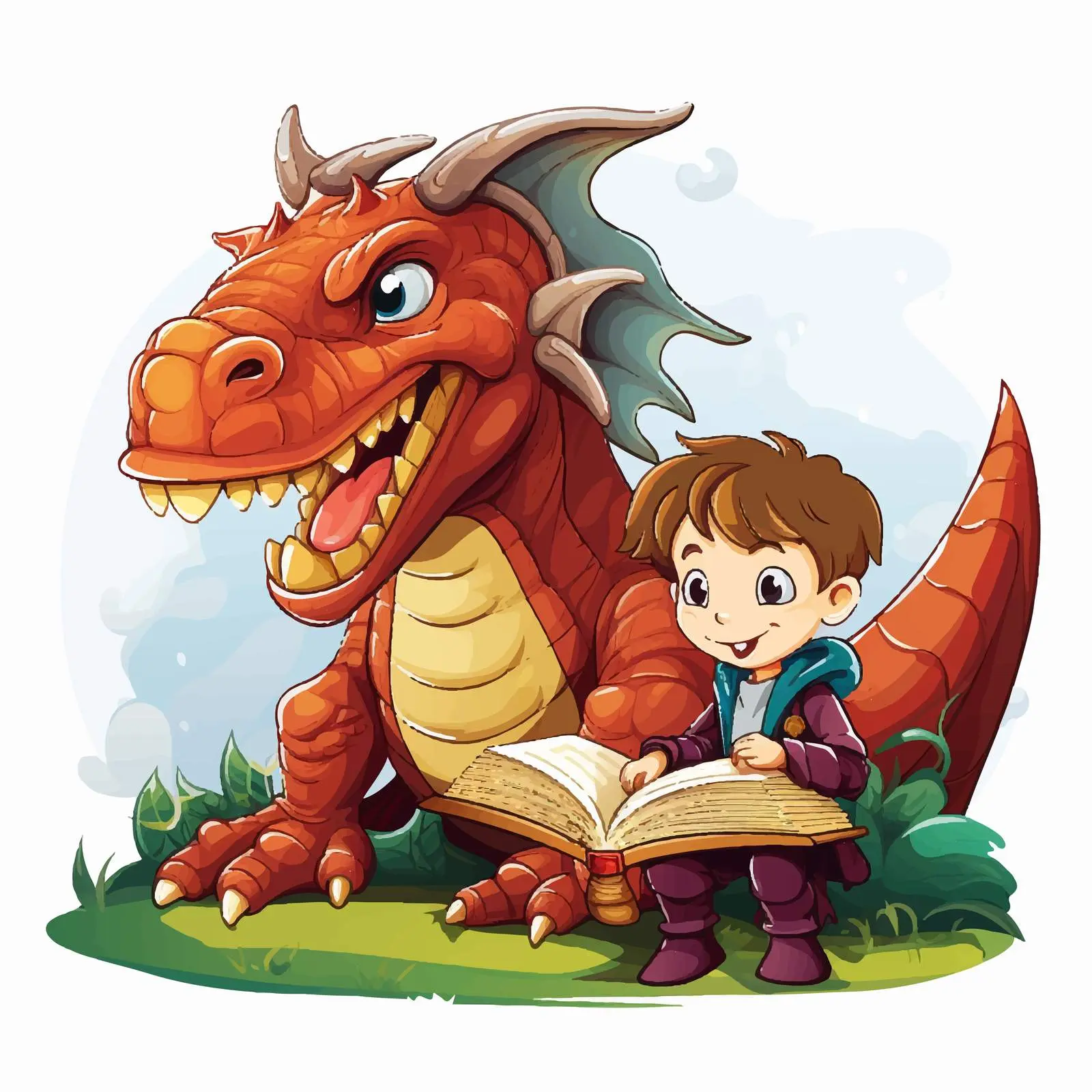 Dragon and Knight Storybook Illustration – free storybook character image from Dotvec