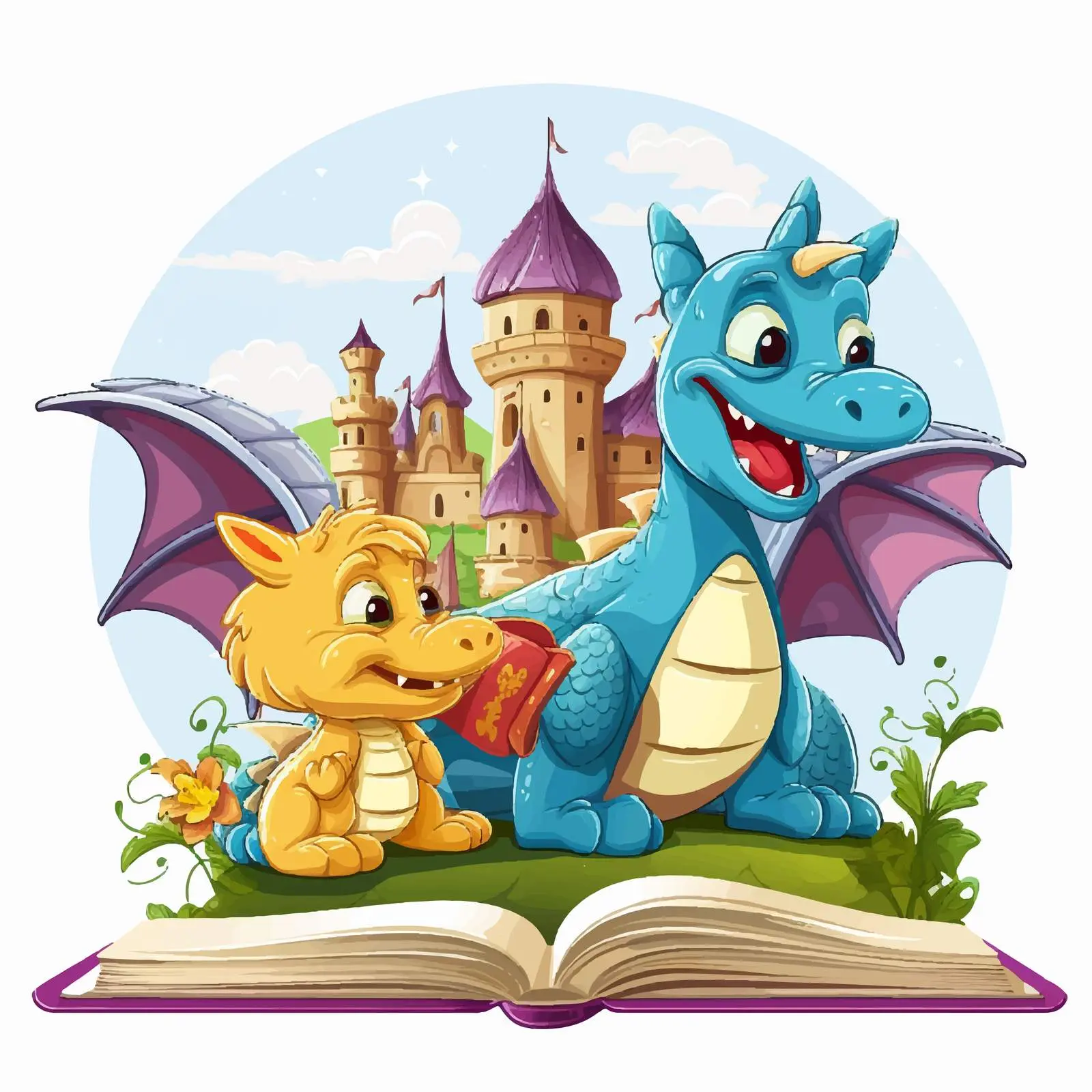 Dragon and Knight Storybook Illustration — free download from Dotvec
