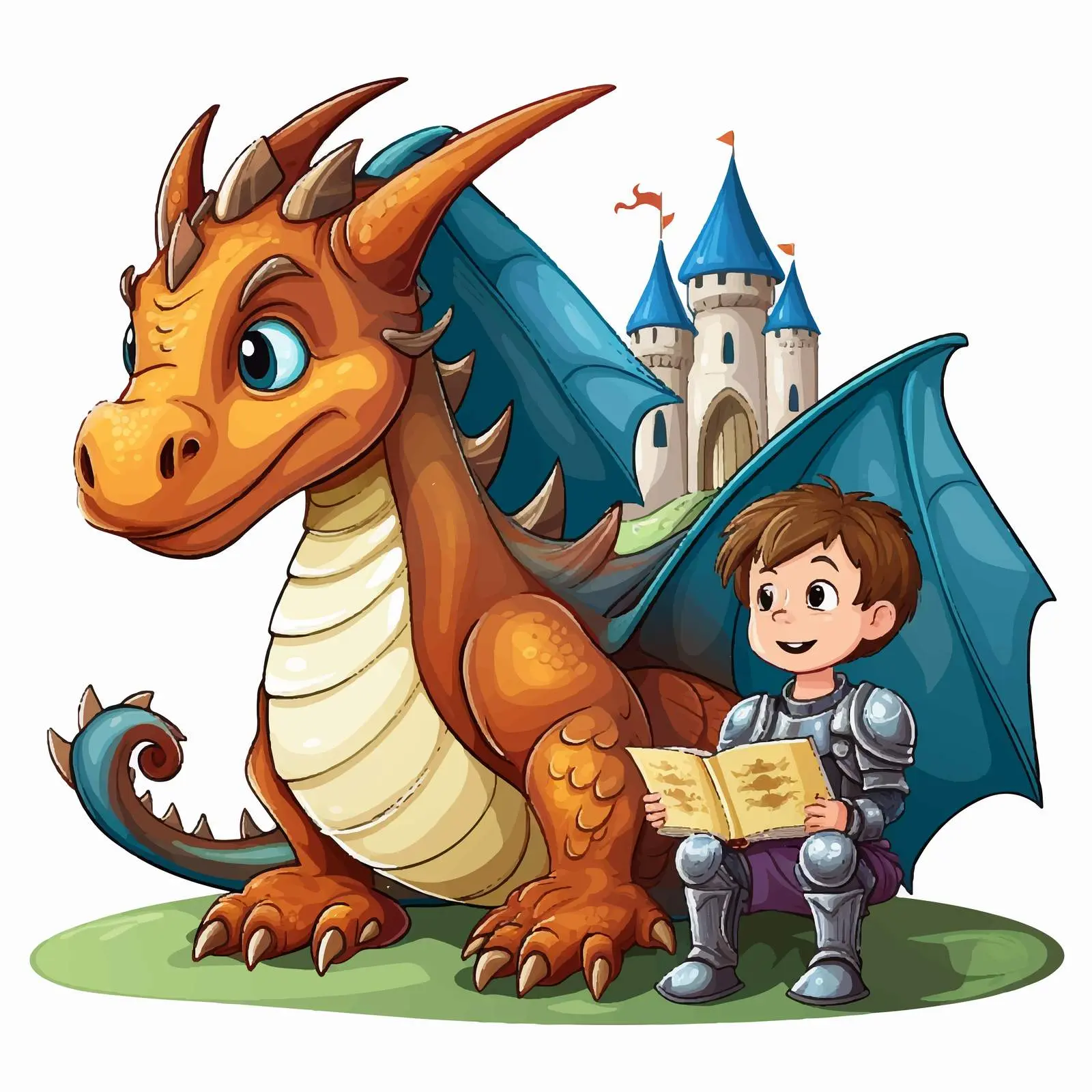 Dragon and Knight Storybook Illustration — free download from Dotvec