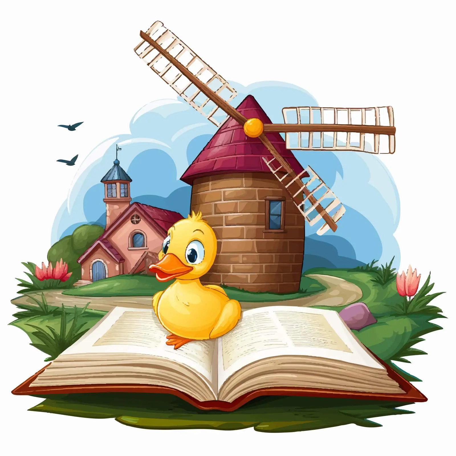 Duck Reading Book by Windmill Illustration — free download from Dotvec