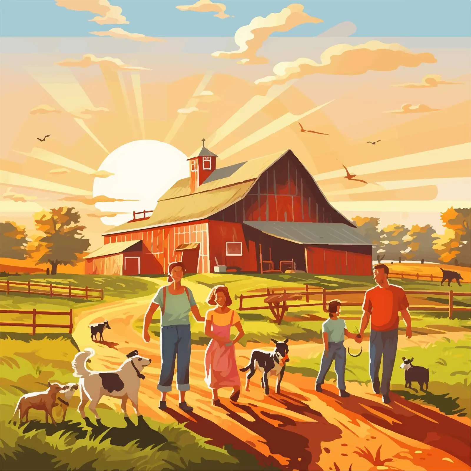 Family Enjoying Life on the Farm — free download from Dotvec