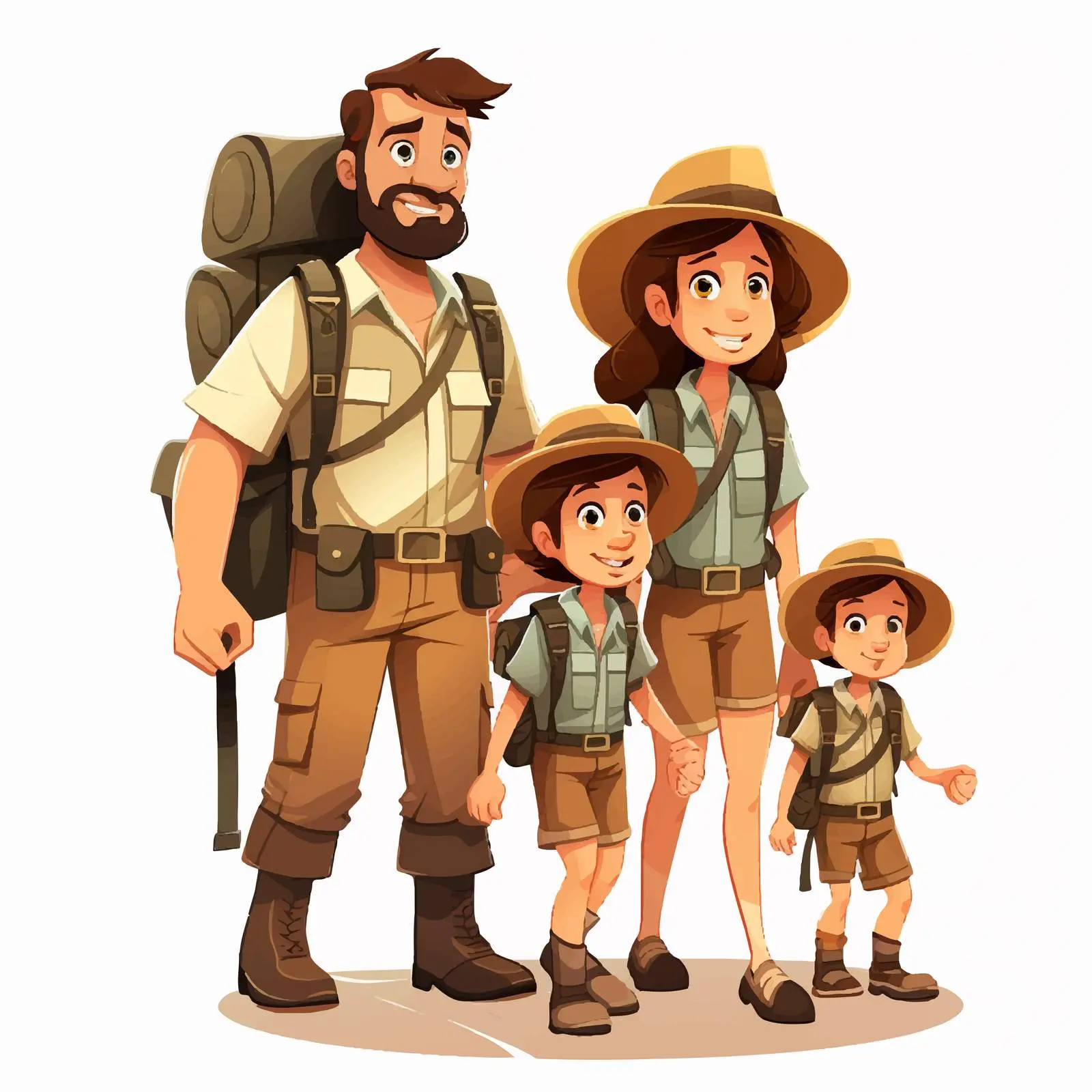 Family of Explorers on White Background — free download from Dotvec
