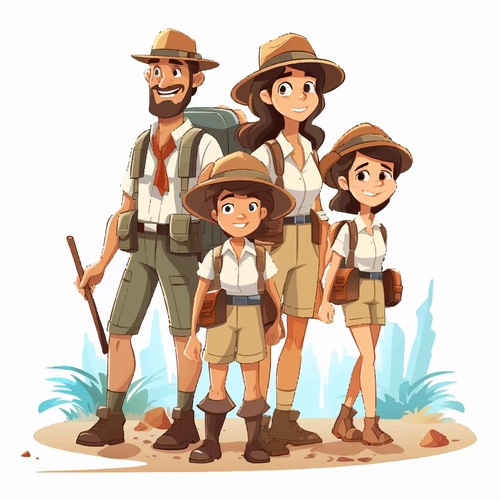 Family of Explorers Illustration on White Background — free download from Dotvec